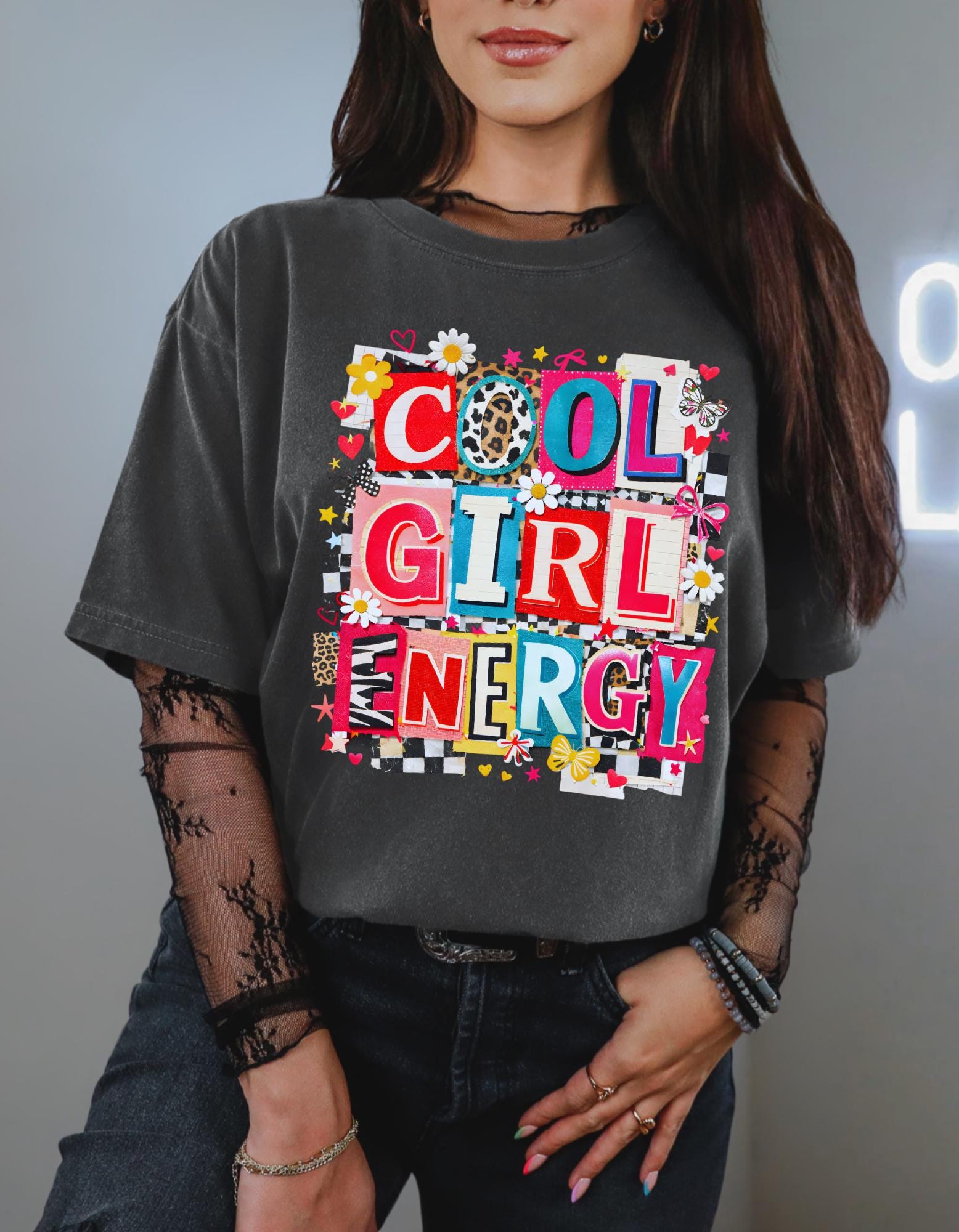 Girl Energy T-Shirt | Retro Patchwork Graphic Tee