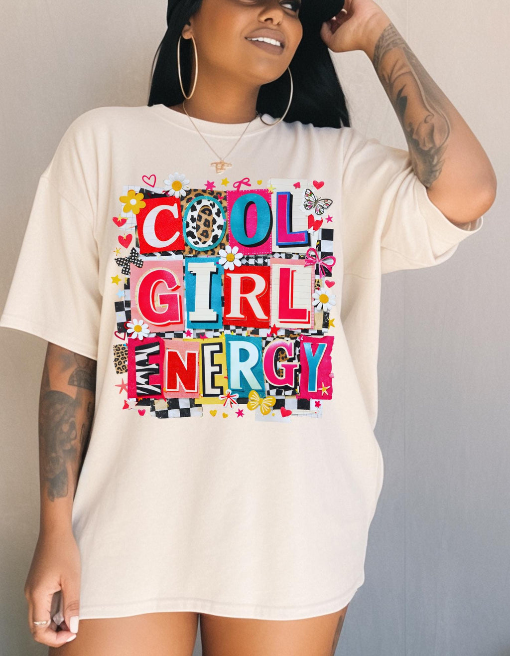 Girl Energy T-Shirt | Retro Patchwork Graphic Tee