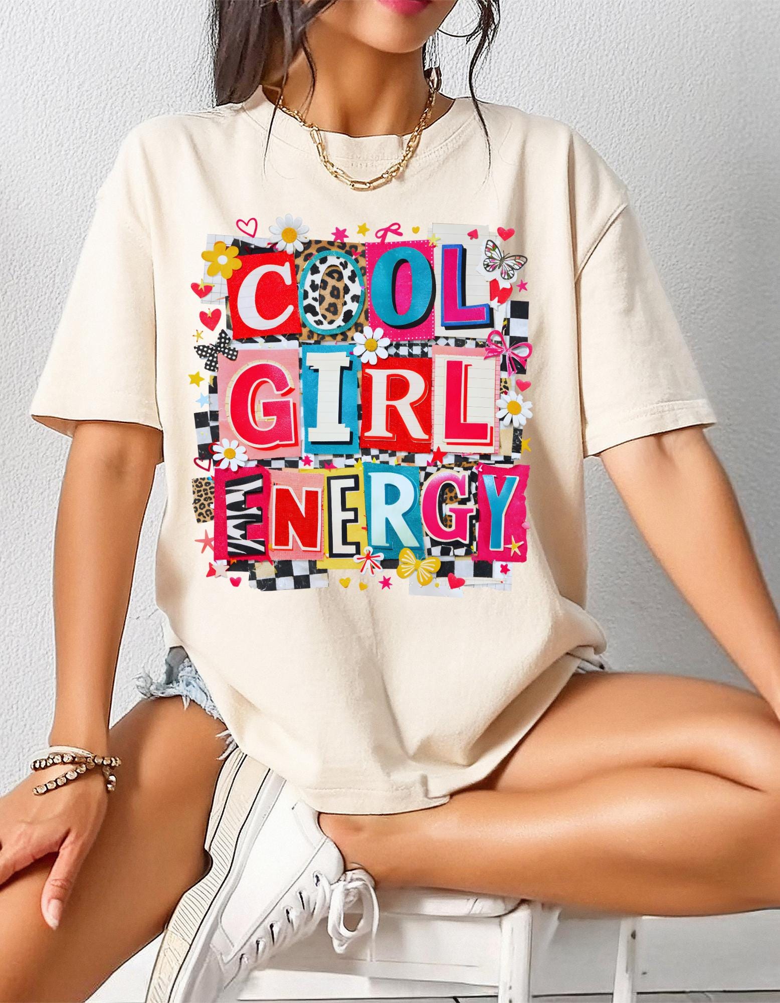 Girl Energy T-Shirt | Retro Patchwork Graphic Tee