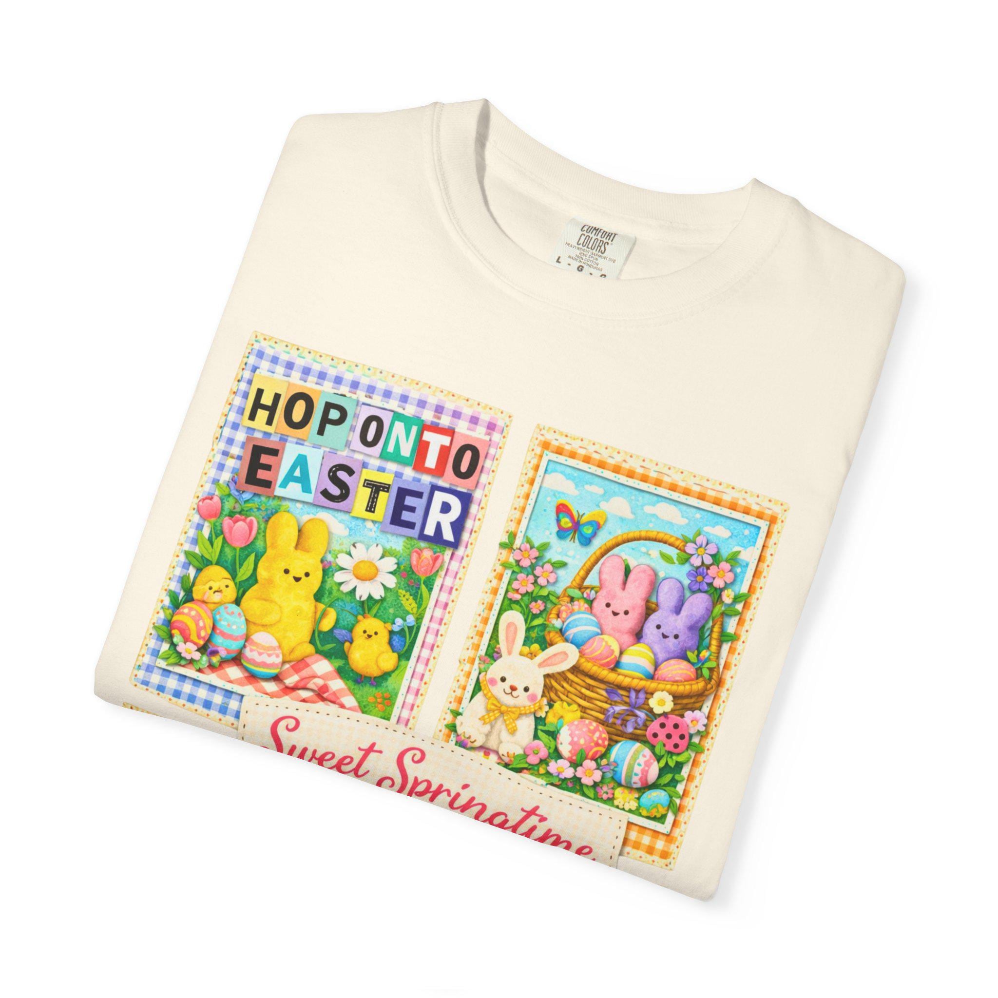 Easter Peeps Collage T-Shirt Sweet Springtime Graphic Tee Holiday Bunny Pastel Seasonal Unisex