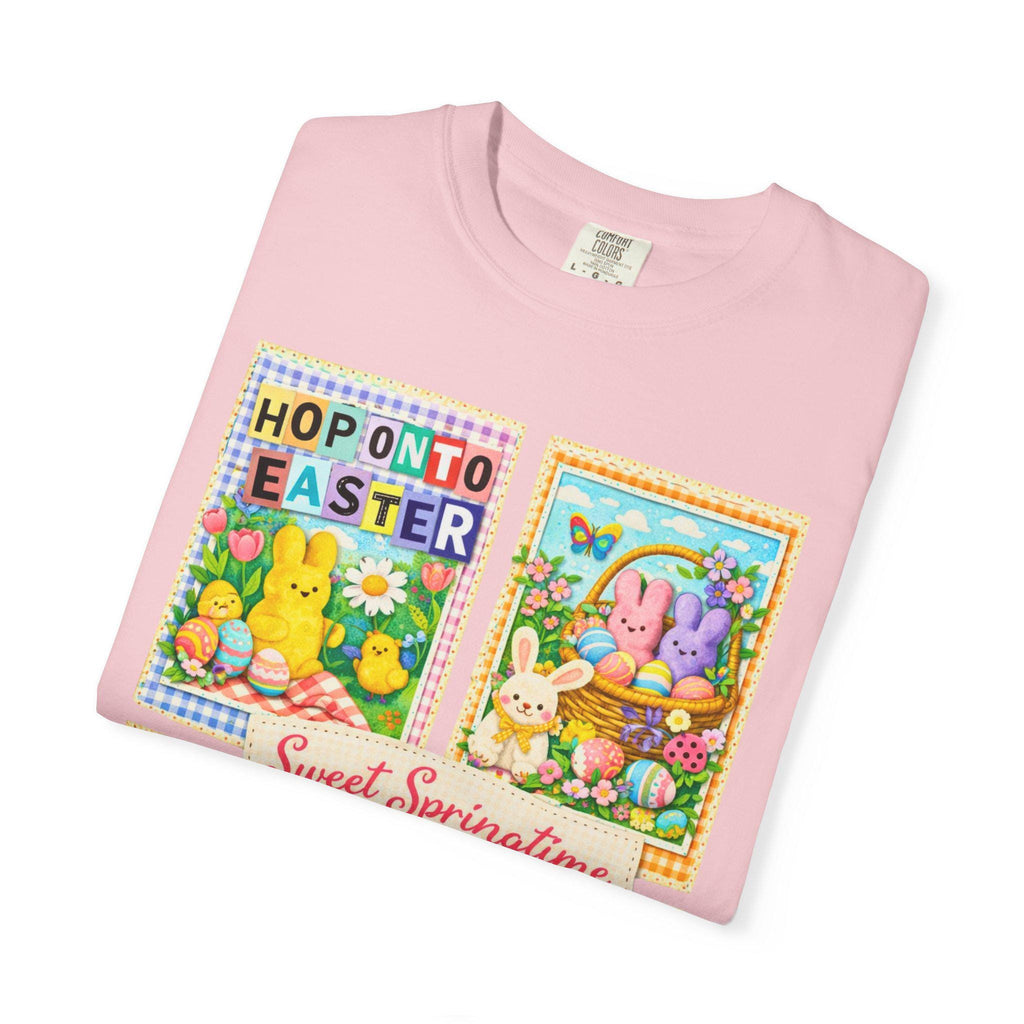 Easter Peeps Collage T-Shirt Sweet Springtime Graphic Tee Holiday Bunny Pastel Seasonal Unisex