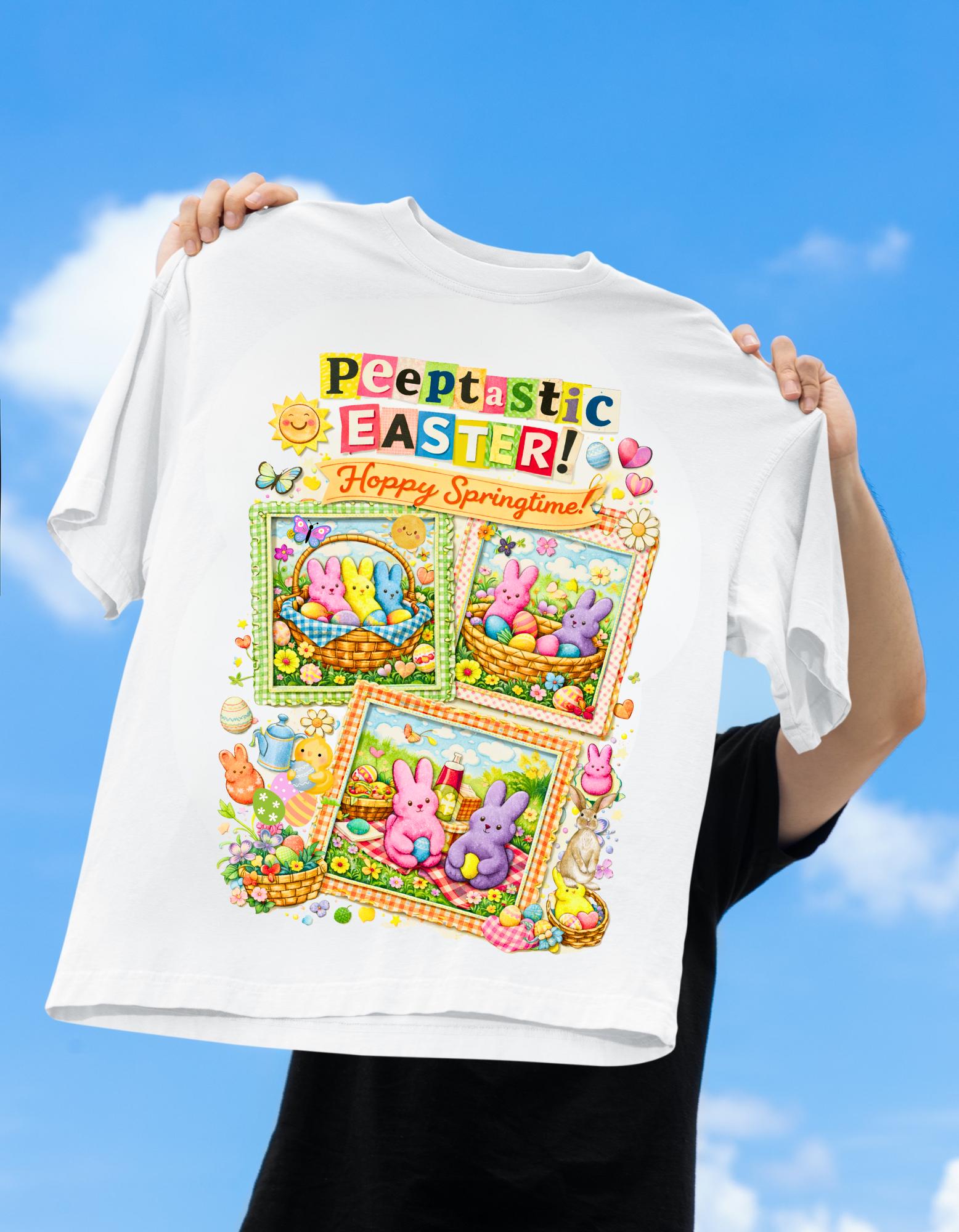 Easter Bunny Collage T-Shirt: Peep-tastic Spring Graphic Tee