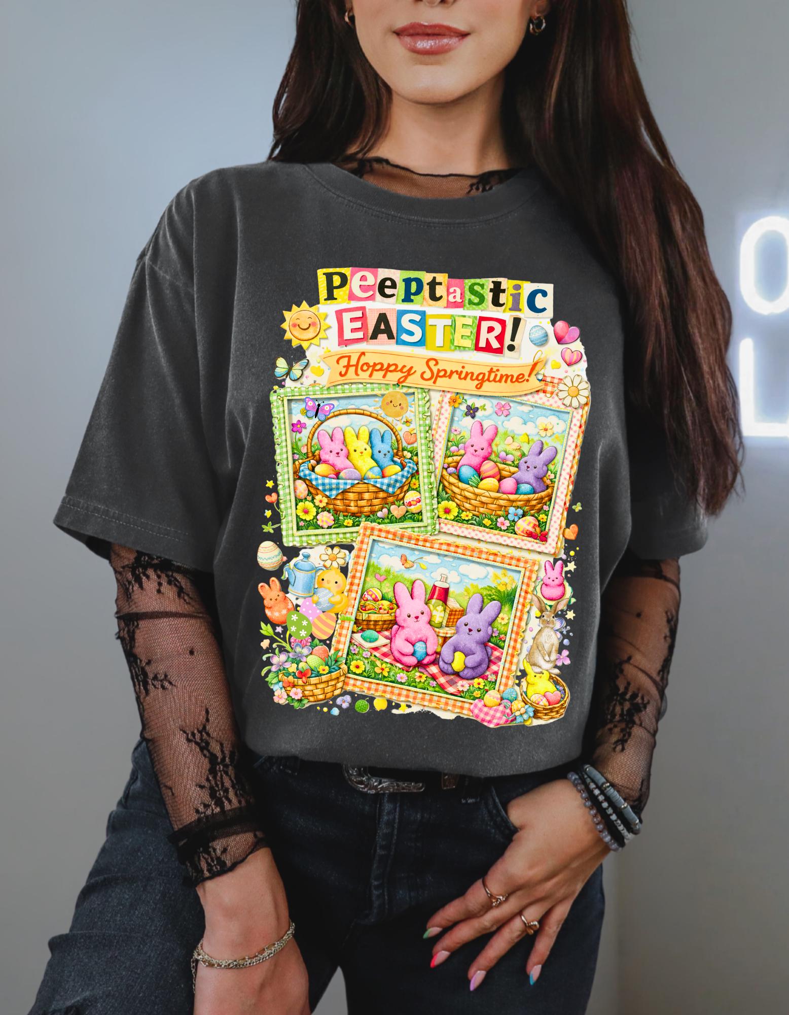 Easter Bunny Collage T-Shirt: Peep-tastic Spring Graphic Tee