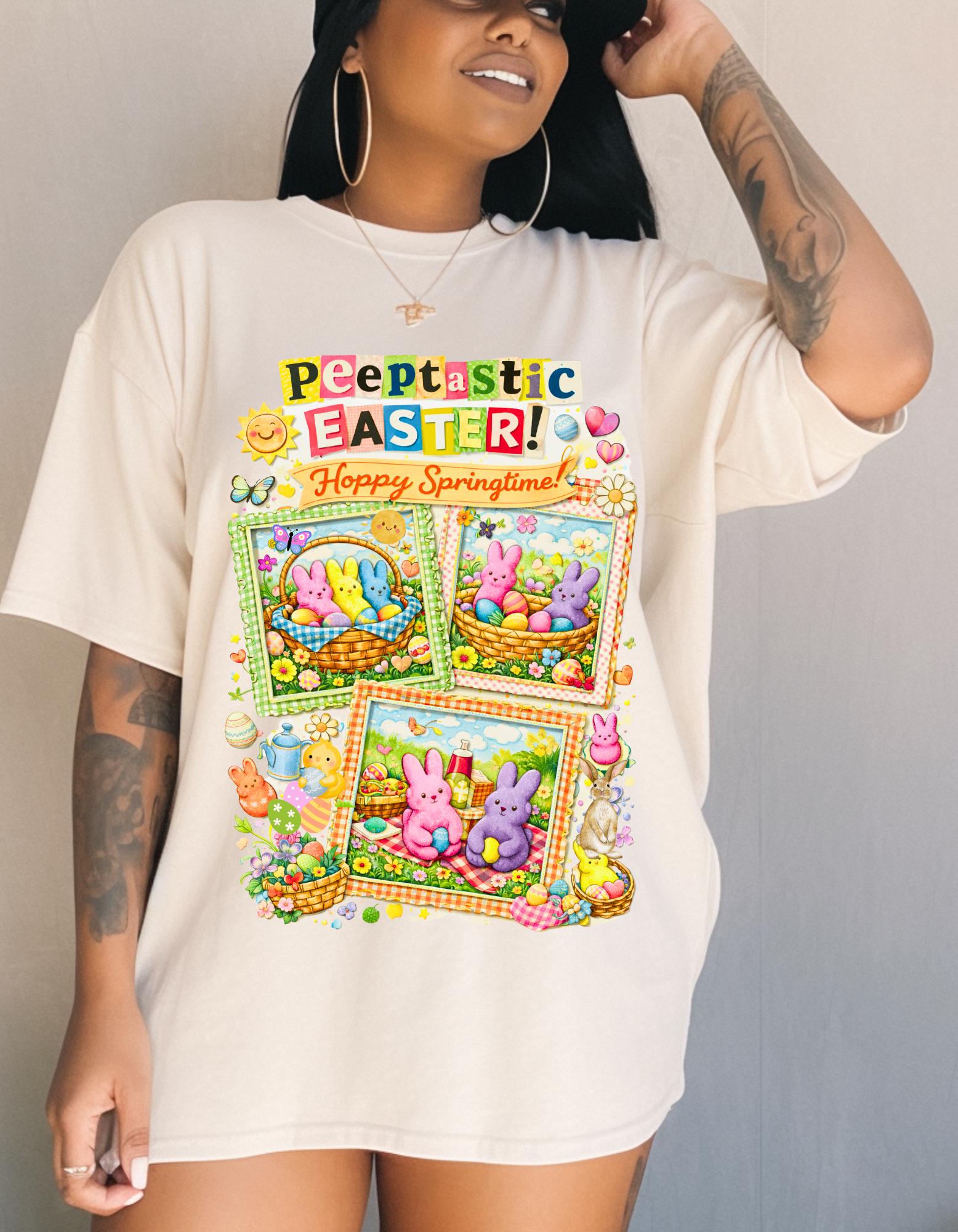 Easter Bunny Collage T-Shirt: Peep-tastic Spring Graphic Tee