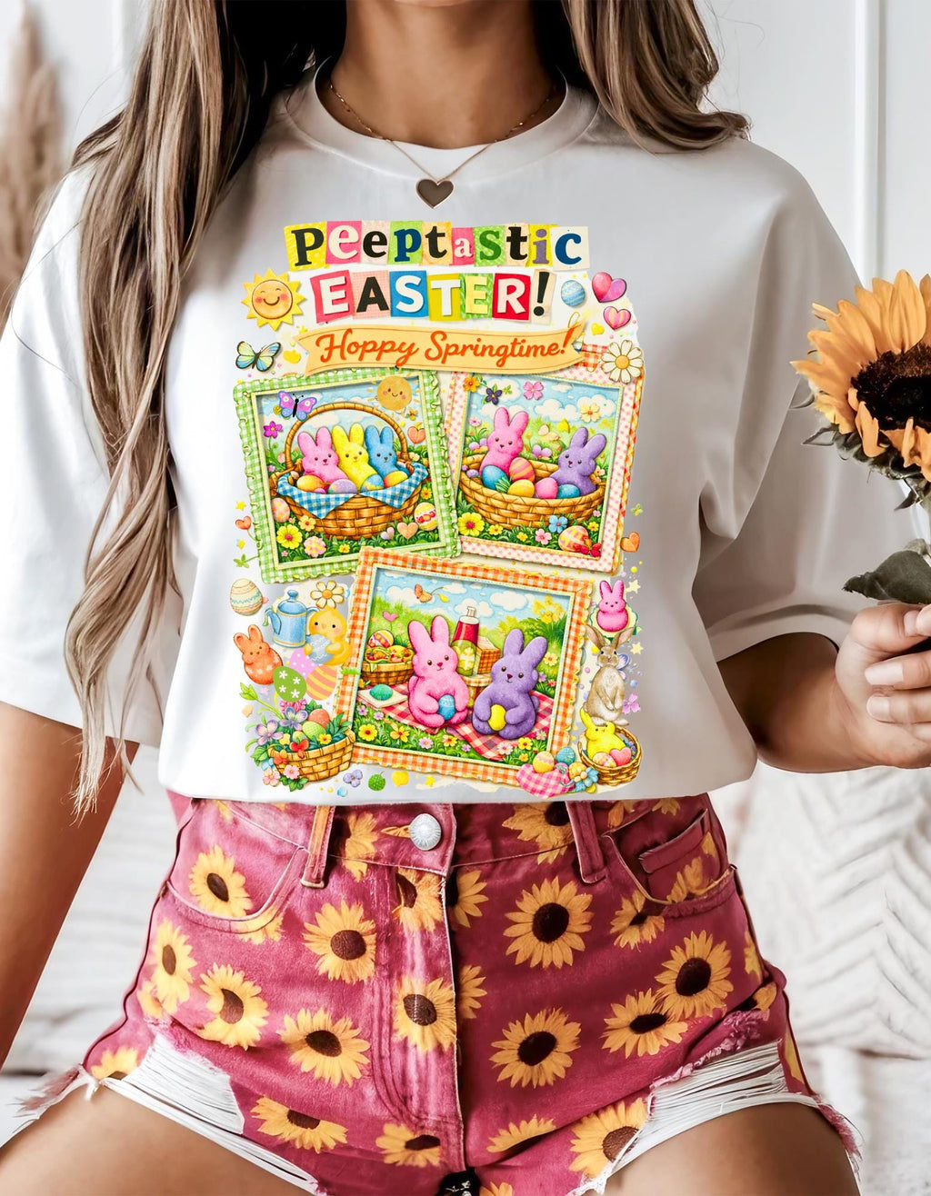 Easter Bunny Collage T-Shirt: Peep-tastic Spring Graphic Tee