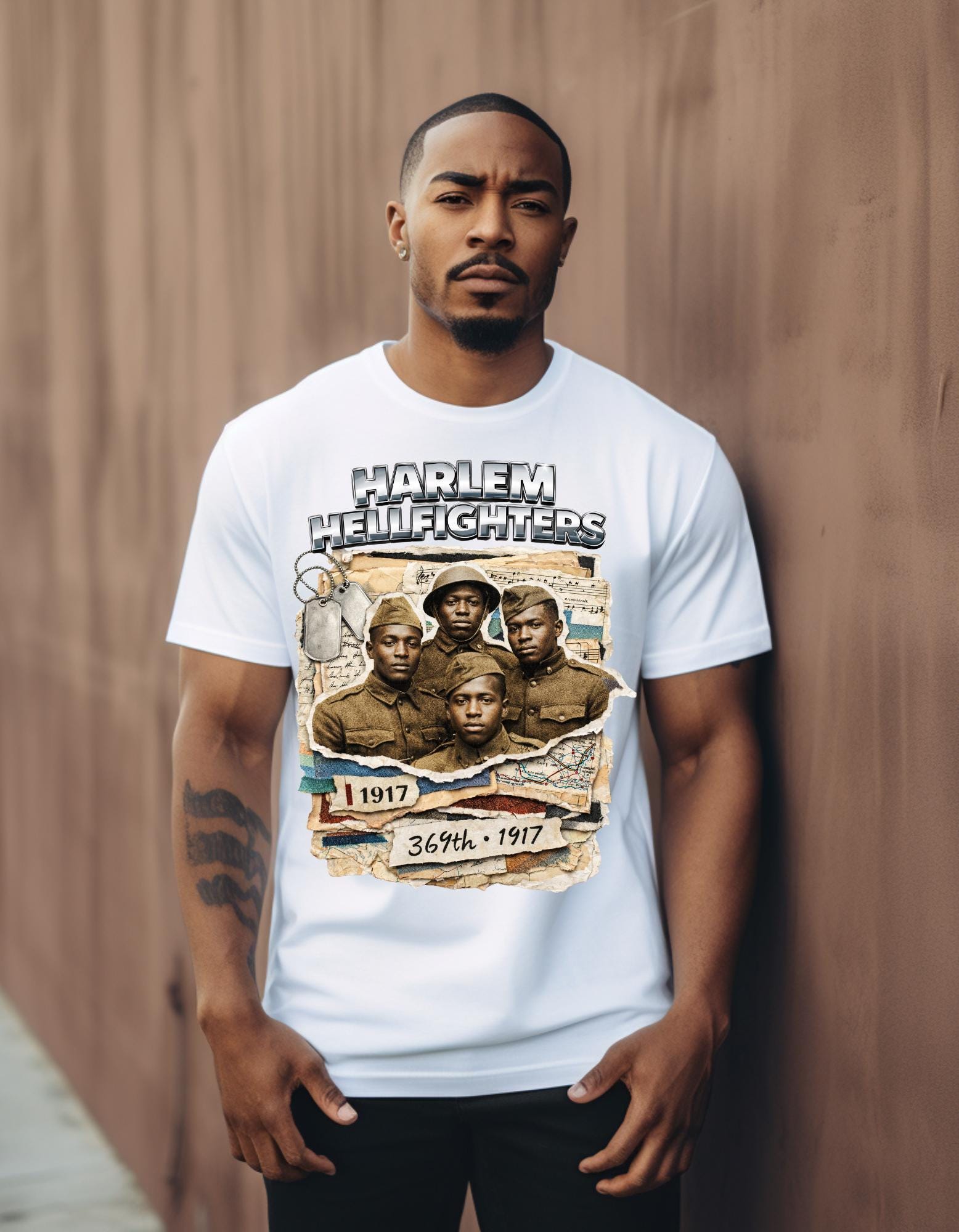 Harlem Hellfighters 369th Infantry T-shirt | WWI Soldiers Vintage Map