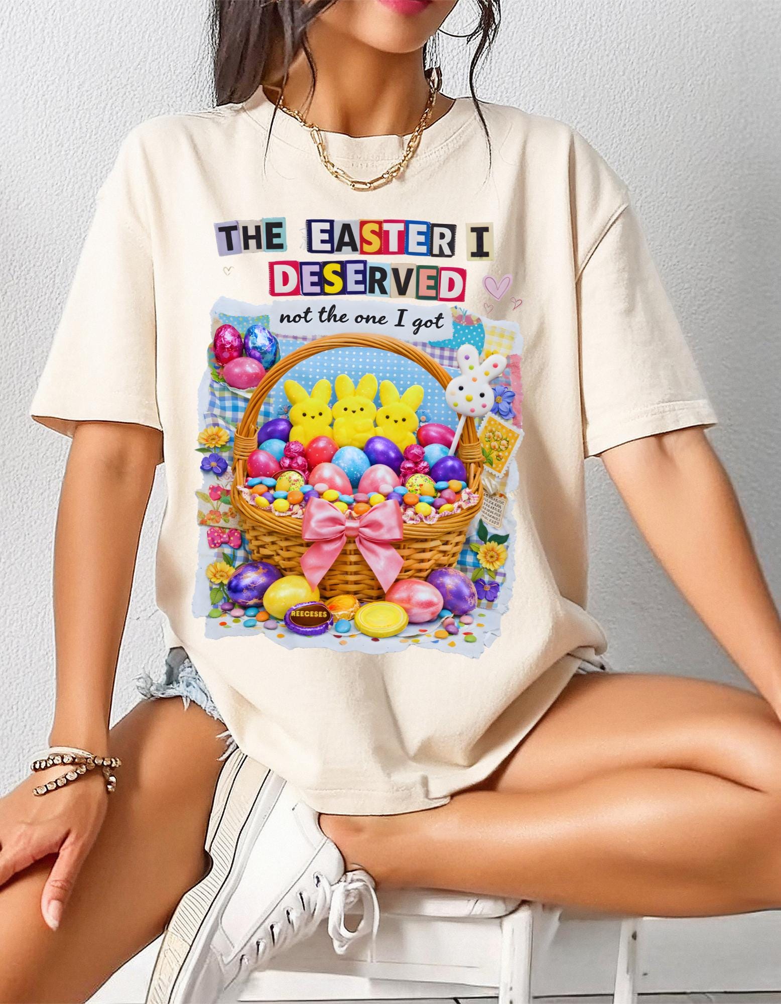 Easter Basket Graphic Tee | Peeps, Eggs, Bunny Unisex Shirt