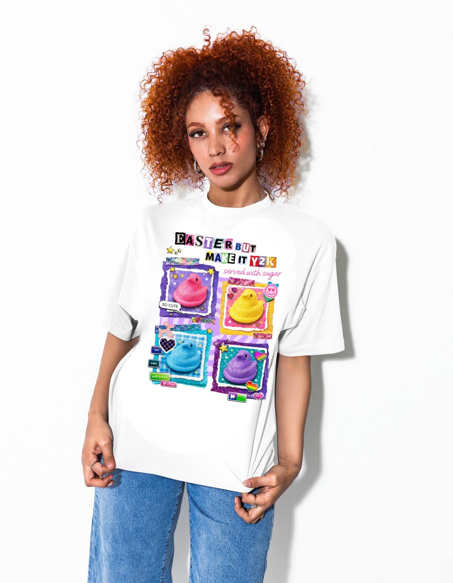 Y2K Easter Peeps T-Shirt | Pastel Candy Collage Graphic Tee