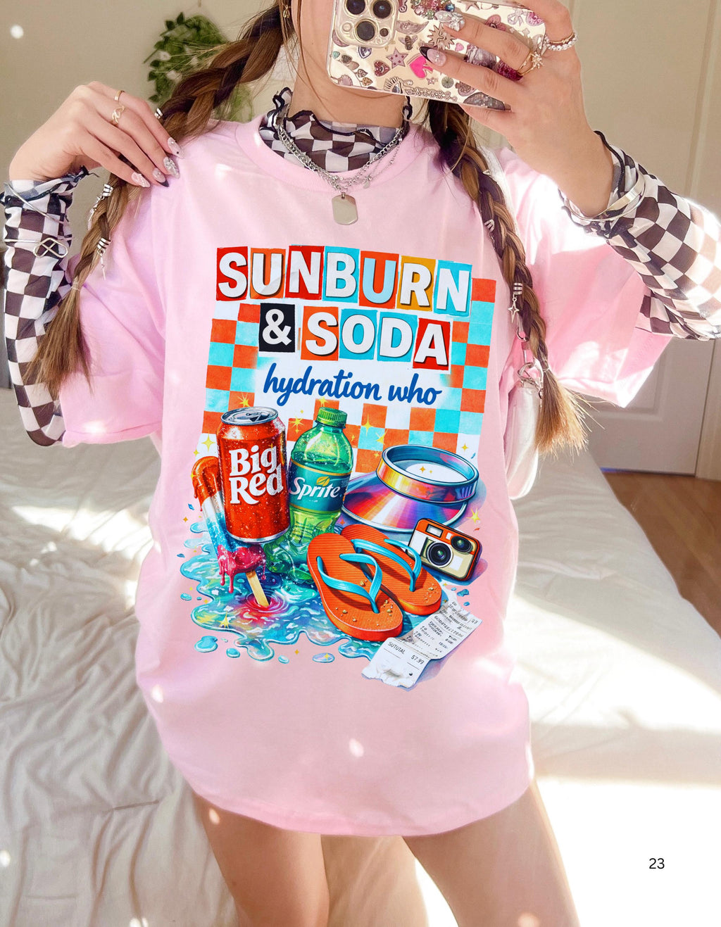Sunburn & Soda Graphic T-Shirt | Retro Beach Hydration Design Unisex Summer Tee
