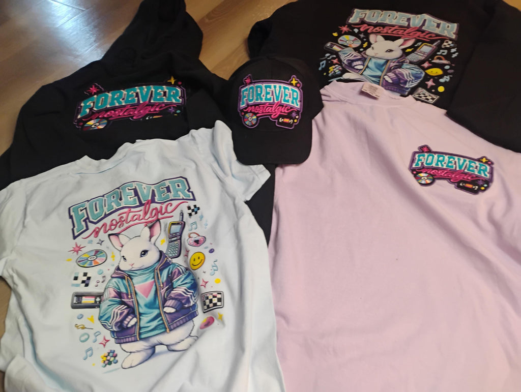 Forever Nostalgic Bunny Hoodie | Retro Gaming Vaporwave Rabbit