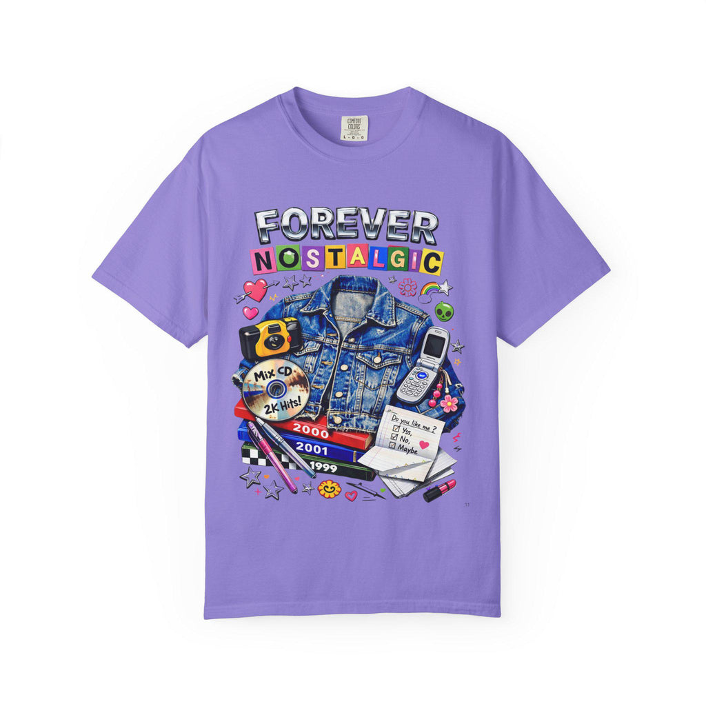 Forever Nostalgic Denim Jacket Illustration T-Shirt | 90s Retro Collage