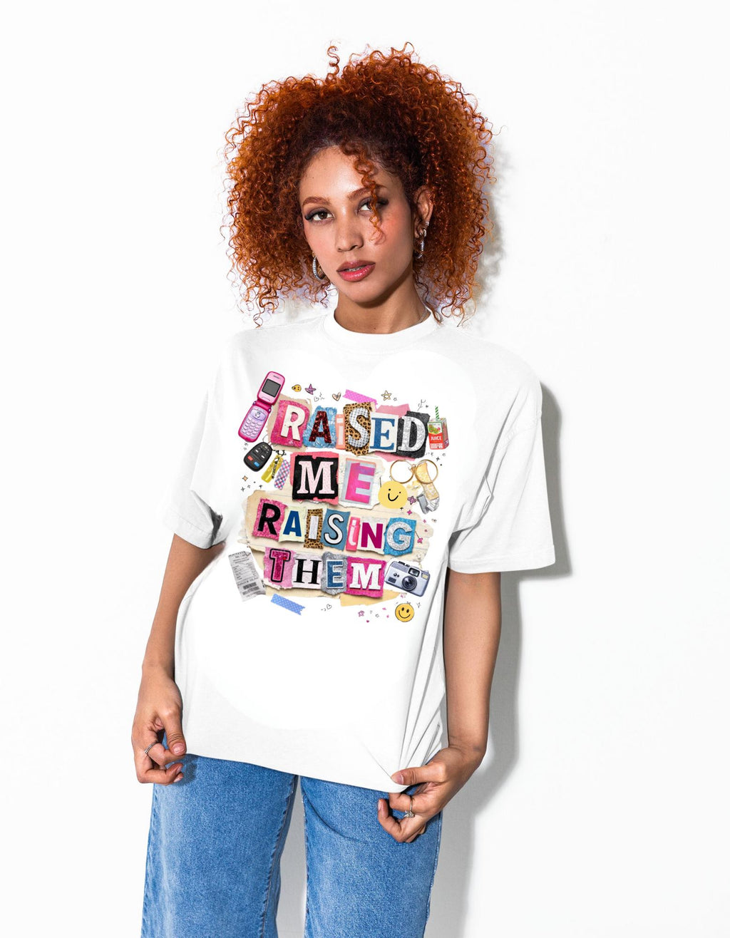 Raised Me Raising Them Retro Collage Mom Pride T-Shirt | Motherhood Appreciation Tee Gift