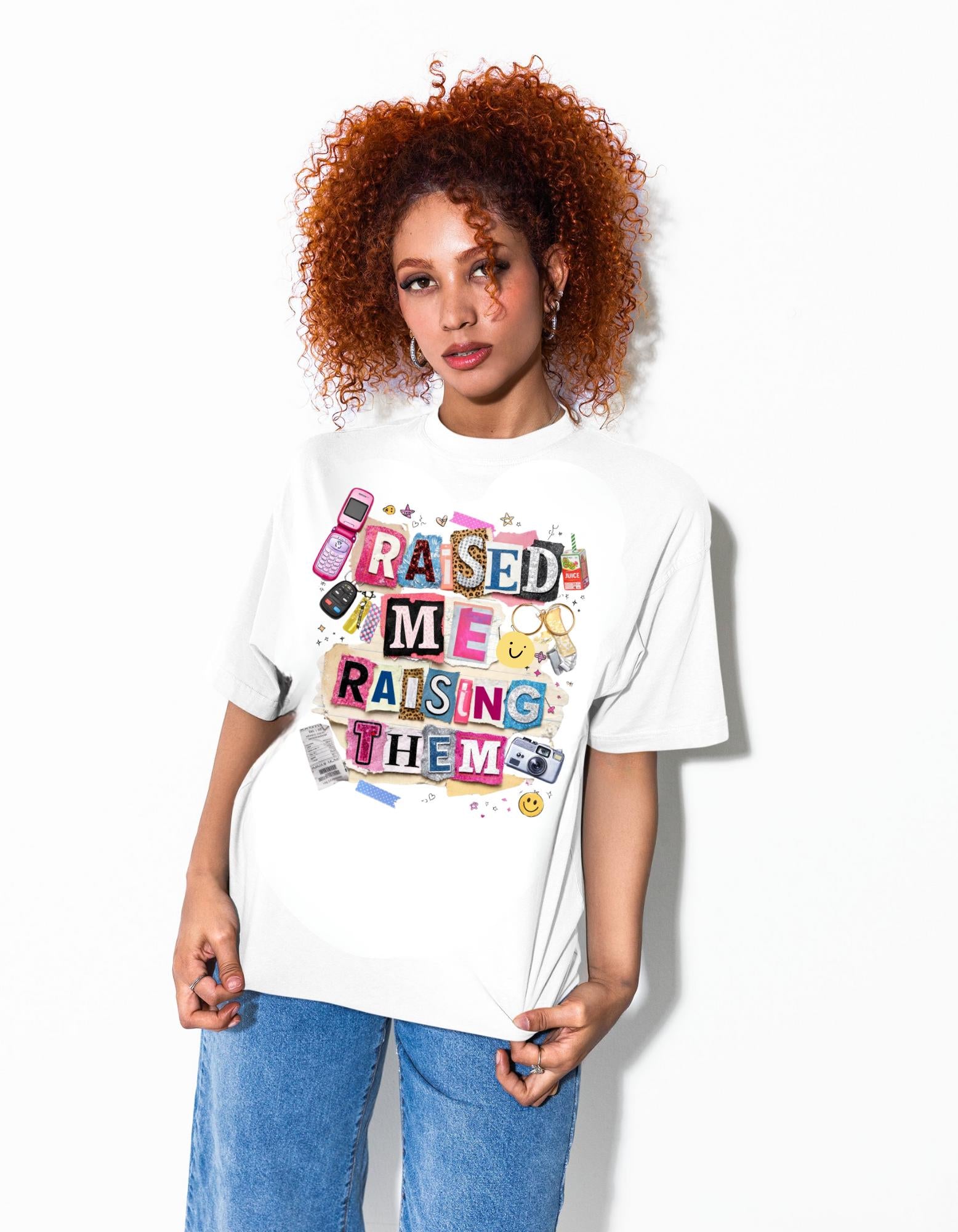 Raised Me Raising Them Retro Collage Mom Pride T-Shirt | Motherhood Appreciation Tee Gift