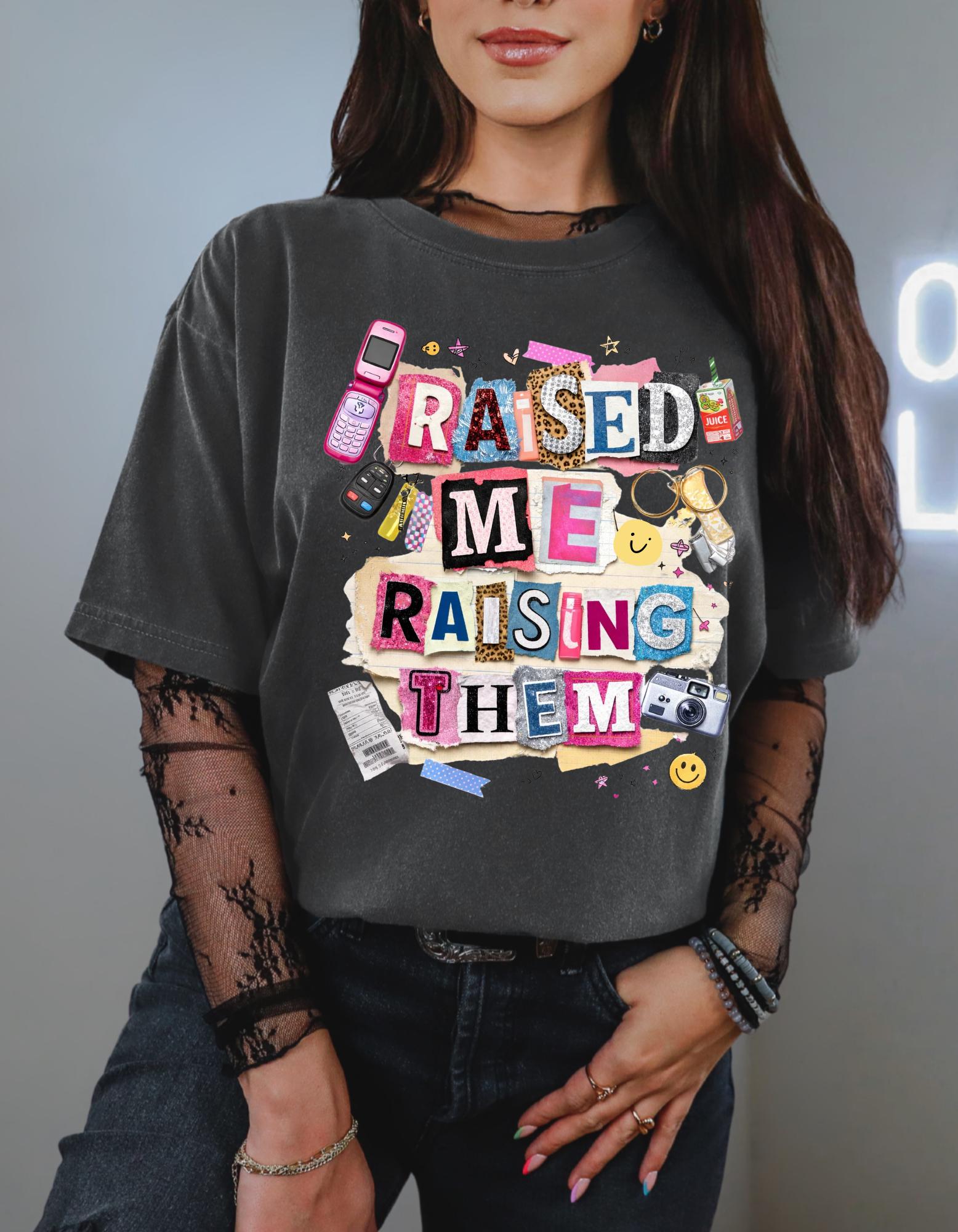 Raised Me Raising Them Retro Collage Mom Pride T-Shirt | Motherhood Appreciation Tee Gift