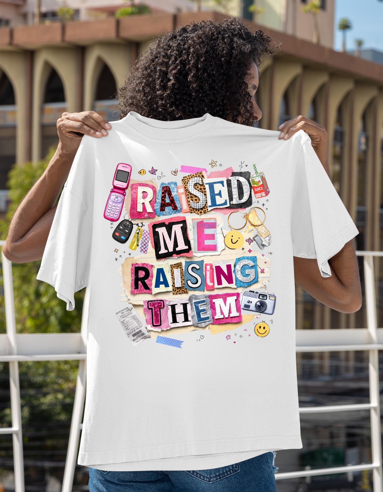 Raised Me Raising Them Retro Collage Mom Pride T-Shirt | Motherhood Appreciation Tee Gift