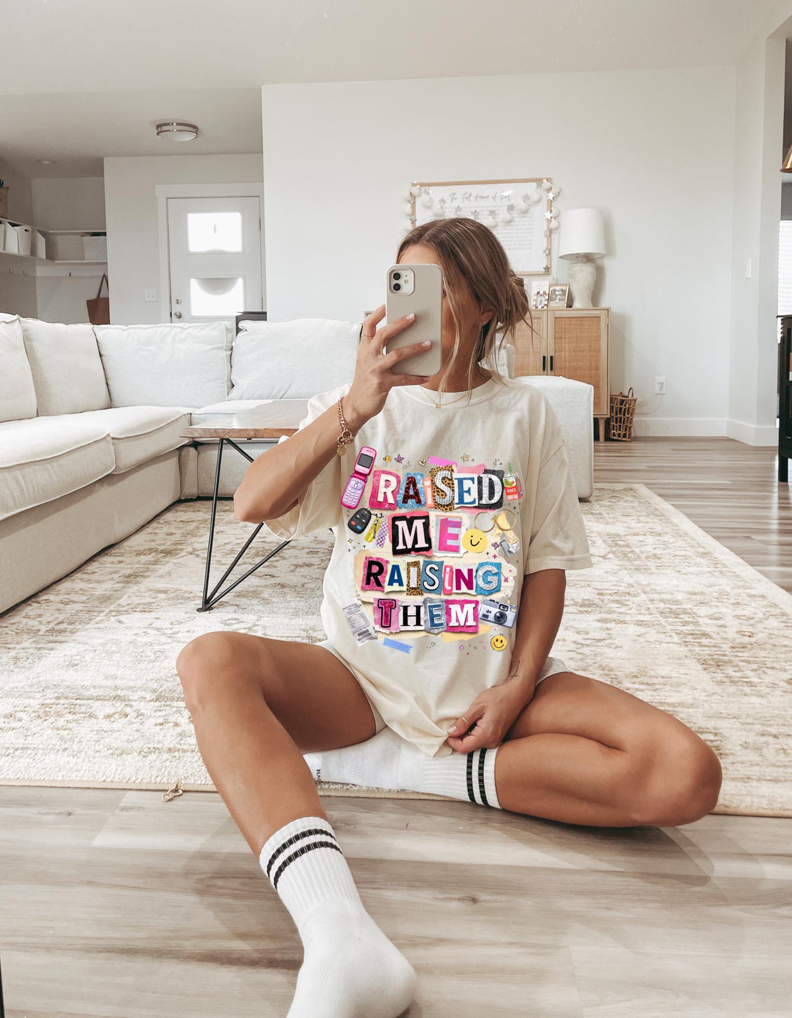 Raised Me Raising Them Retro Collage Mom Pride T-Shirt | Motherhood Appreciation Tee Gift