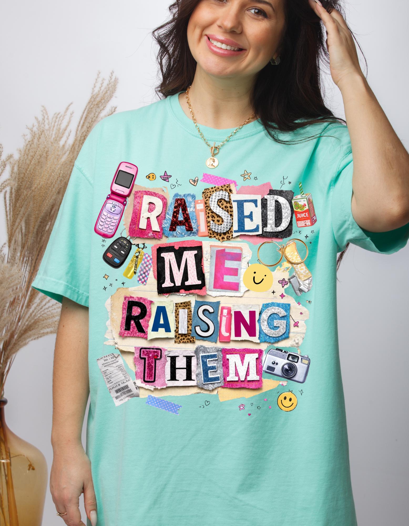 Raised Me Raising Them Retro Collage Mom Pride T-Shirt | Motherhood Appreciation Tee Gift