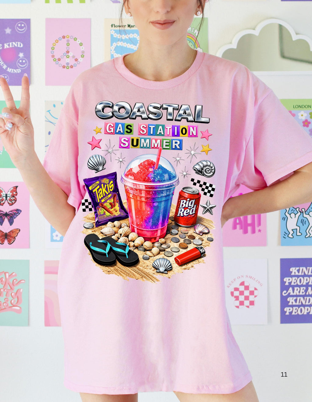 Coastal Gas Station Summer T-shirt | Slushie, Snacks, Seashells, Beach Vibes
