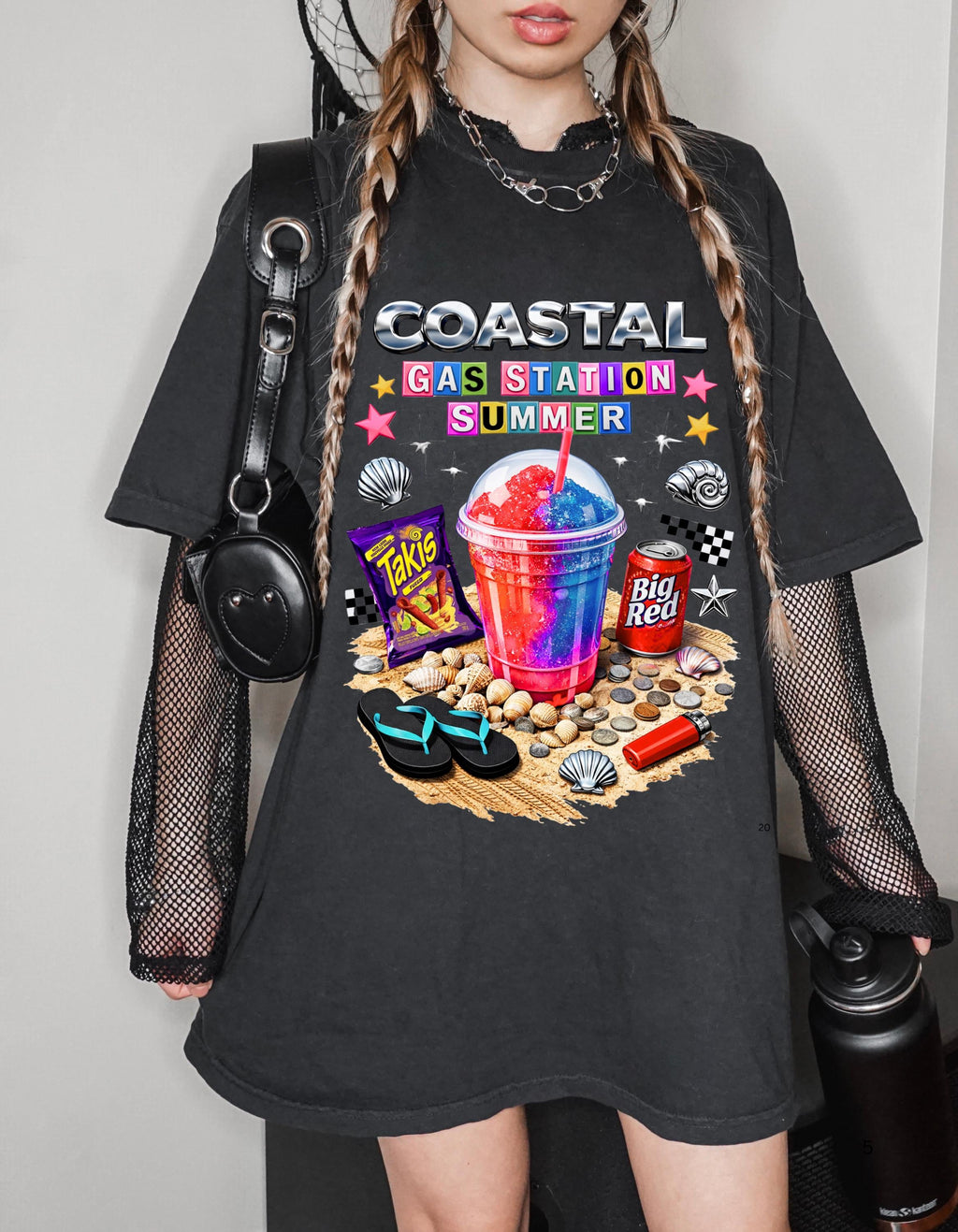 Coastal Gas Station Summer T-shirt | Slushie, Snacks, Seashells, Beach Vibes
