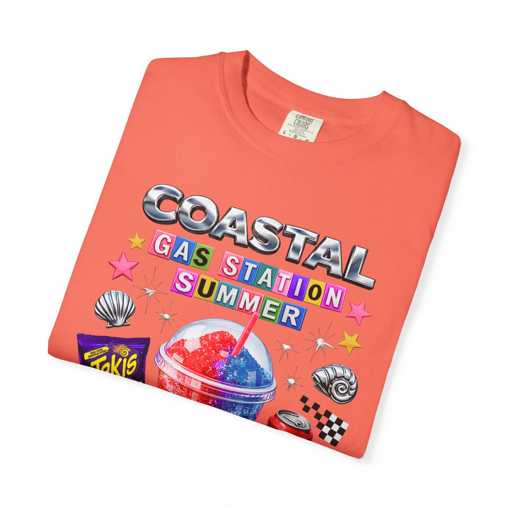 Coastal Gas Station Summer T-shirt | Slushie, Snacks, Seashells, Beach Vibes