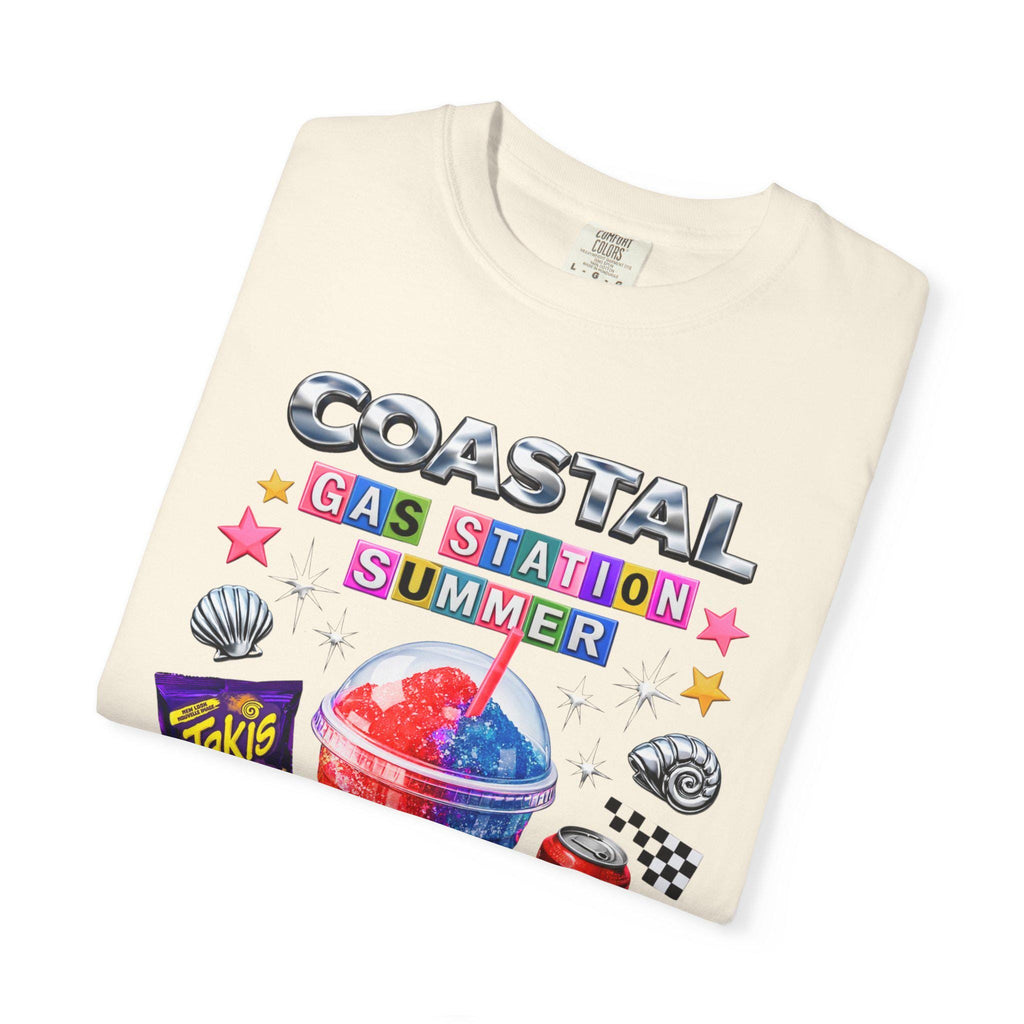 Coastal Gas Station Summer T-shirt | Slushie, Snacks, Seashells, Beach Vibes