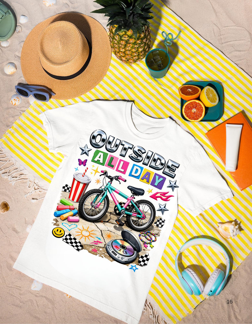 90s kid Outside All Day T-shirt | Bike Skateboard Summer Outdoor Kids Graphic