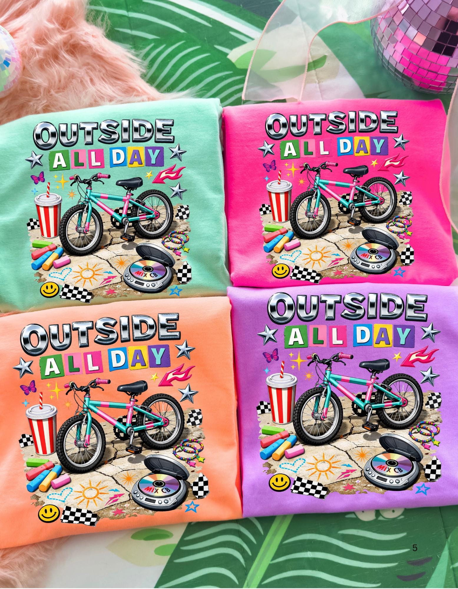 90s kid Outside All Day T-shirt | Bike Skateboard Summer Outdoor Kids Graphic