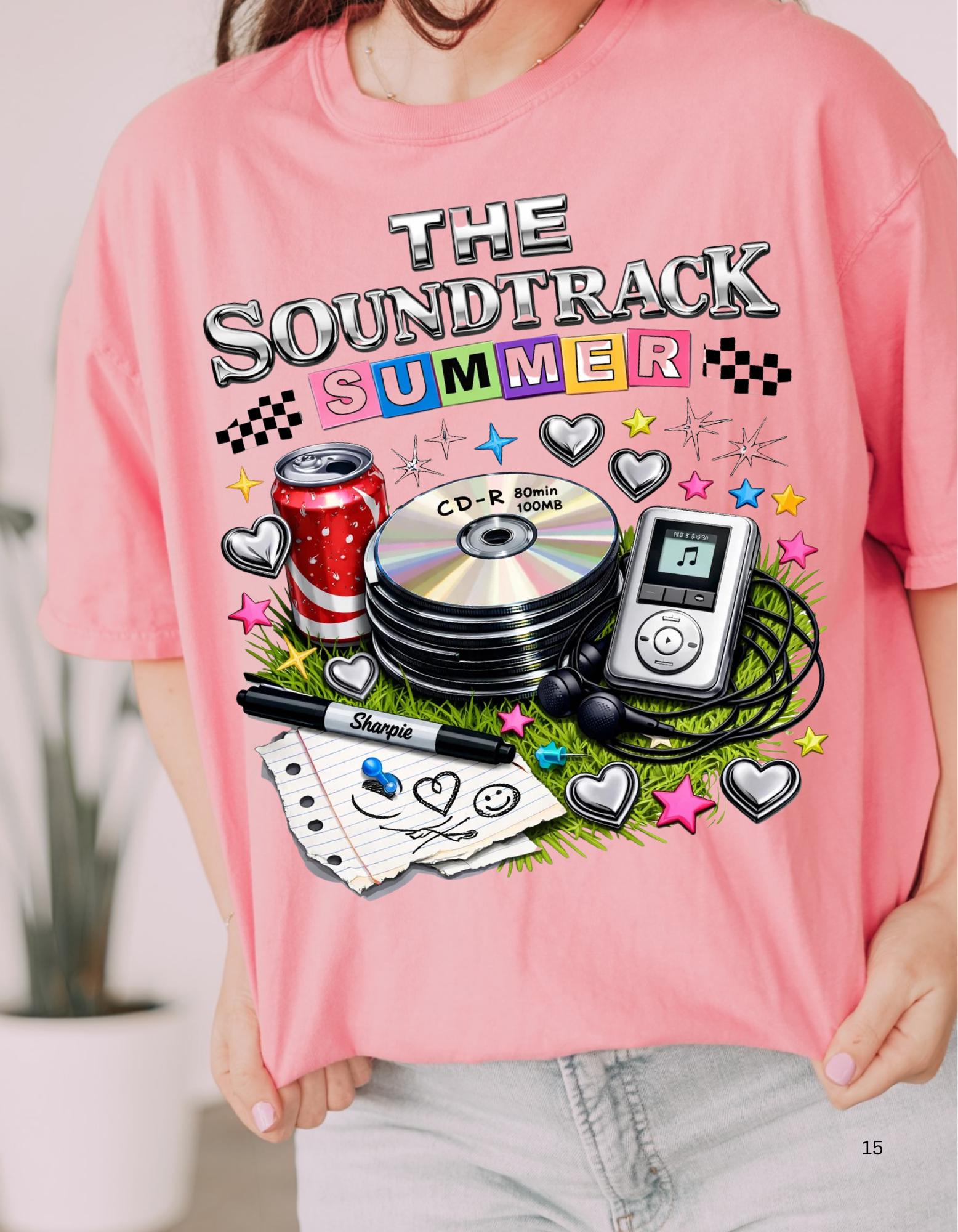 The Soundtrack Summer T-shirt | Retro Vinyl Turntable Music Design