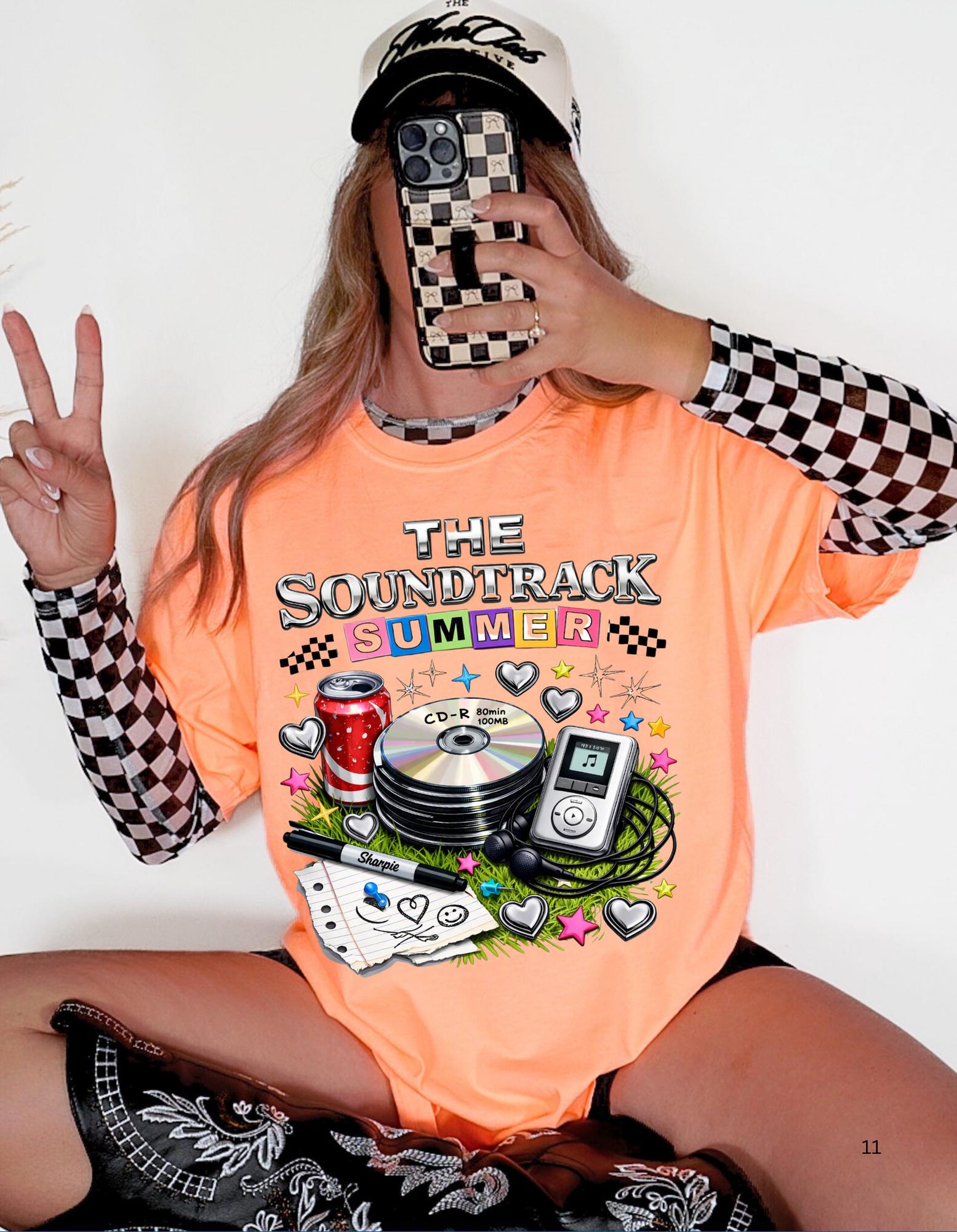 The Soundtrack Summer T-shirt | Retro Vinyl Turntable Music Design