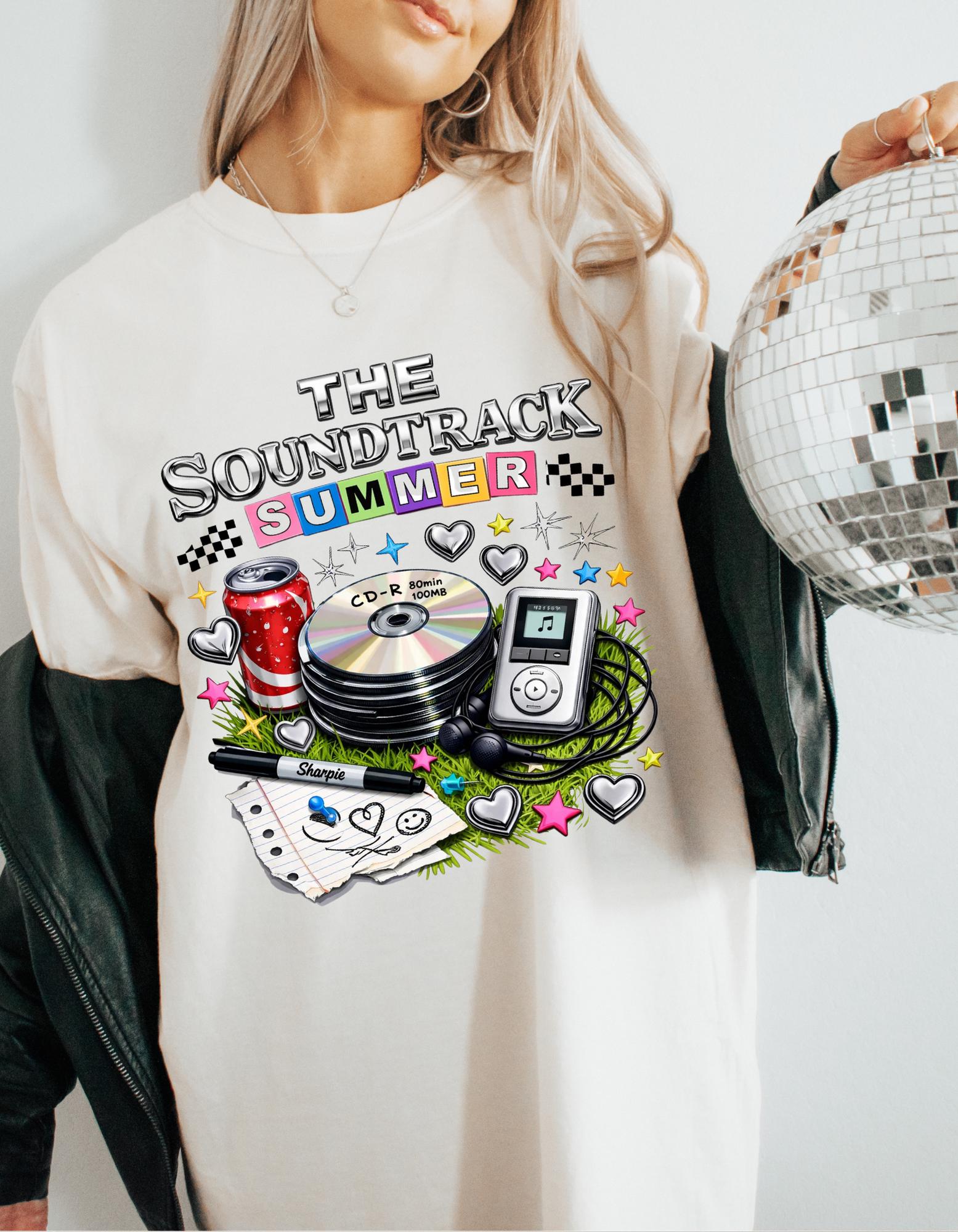 The Soundtrack Summer T-shirt | Retro Vinyl Turntable Music Design