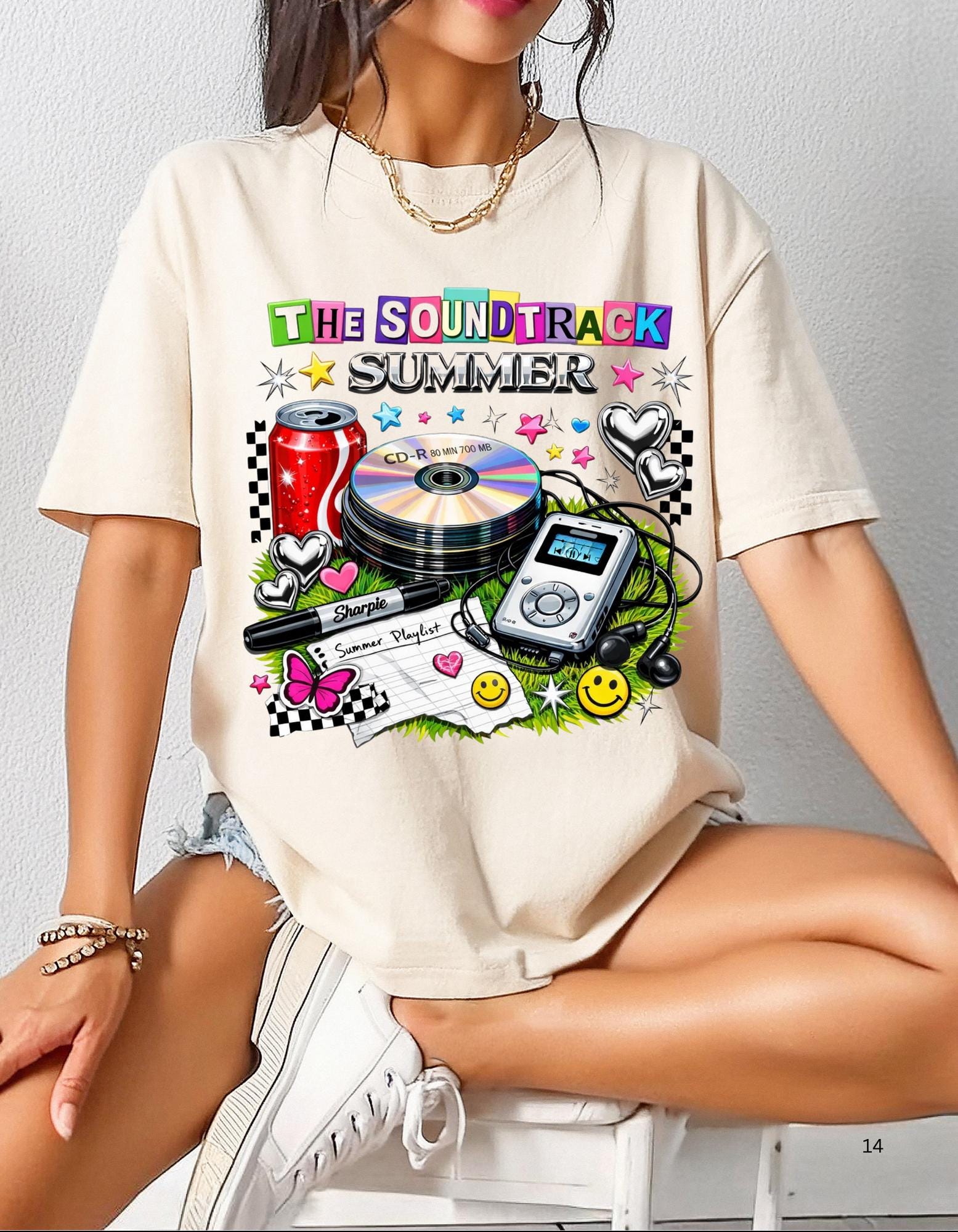 The Soundtrack Summer T-shirt | Retro Vinyl Turntable Music Design