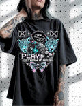 Play Turn It Up graphic T-shirt | retro lips, neon leopards, butterfly