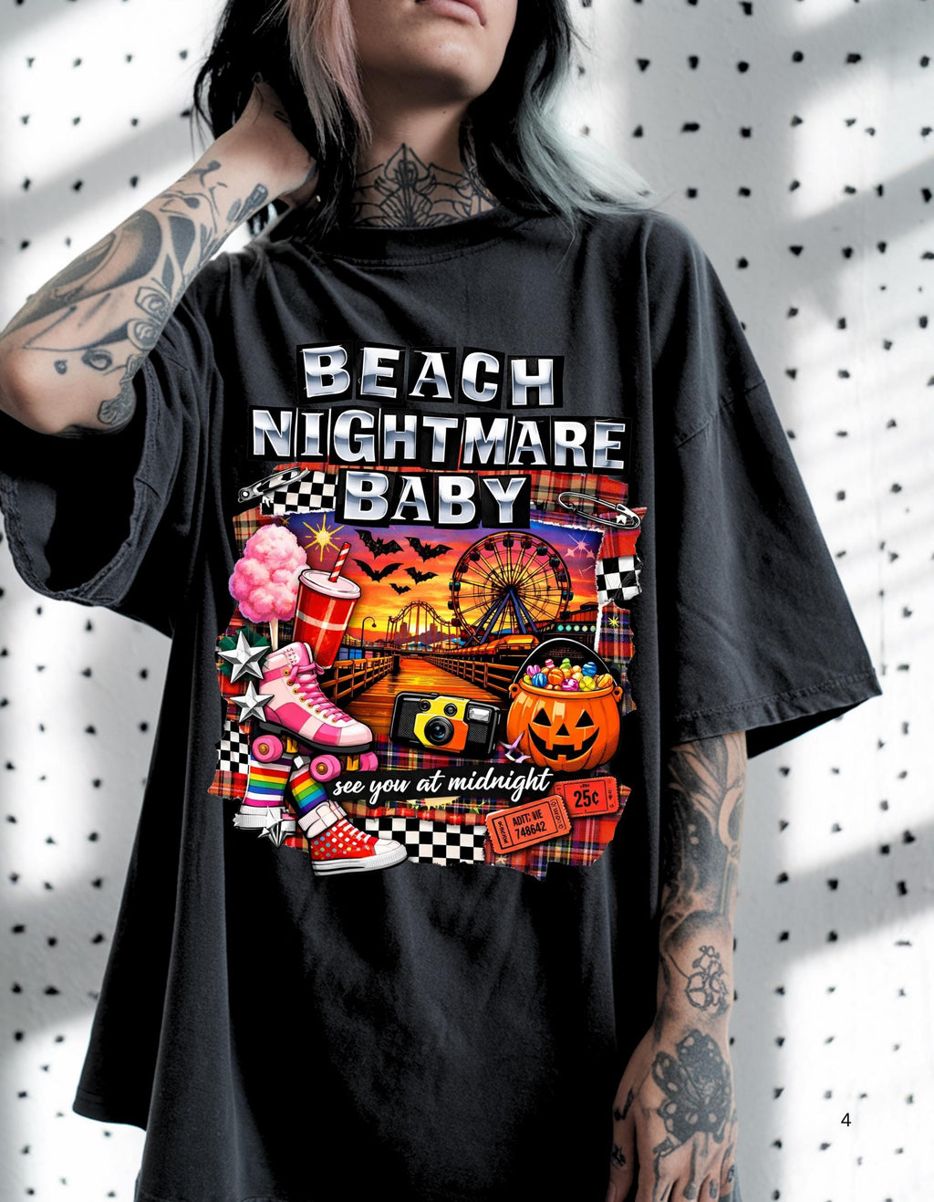Beach Nightmare Baby T-shirt | Retro Halloween Pumpkin Carnival Graphic Tee