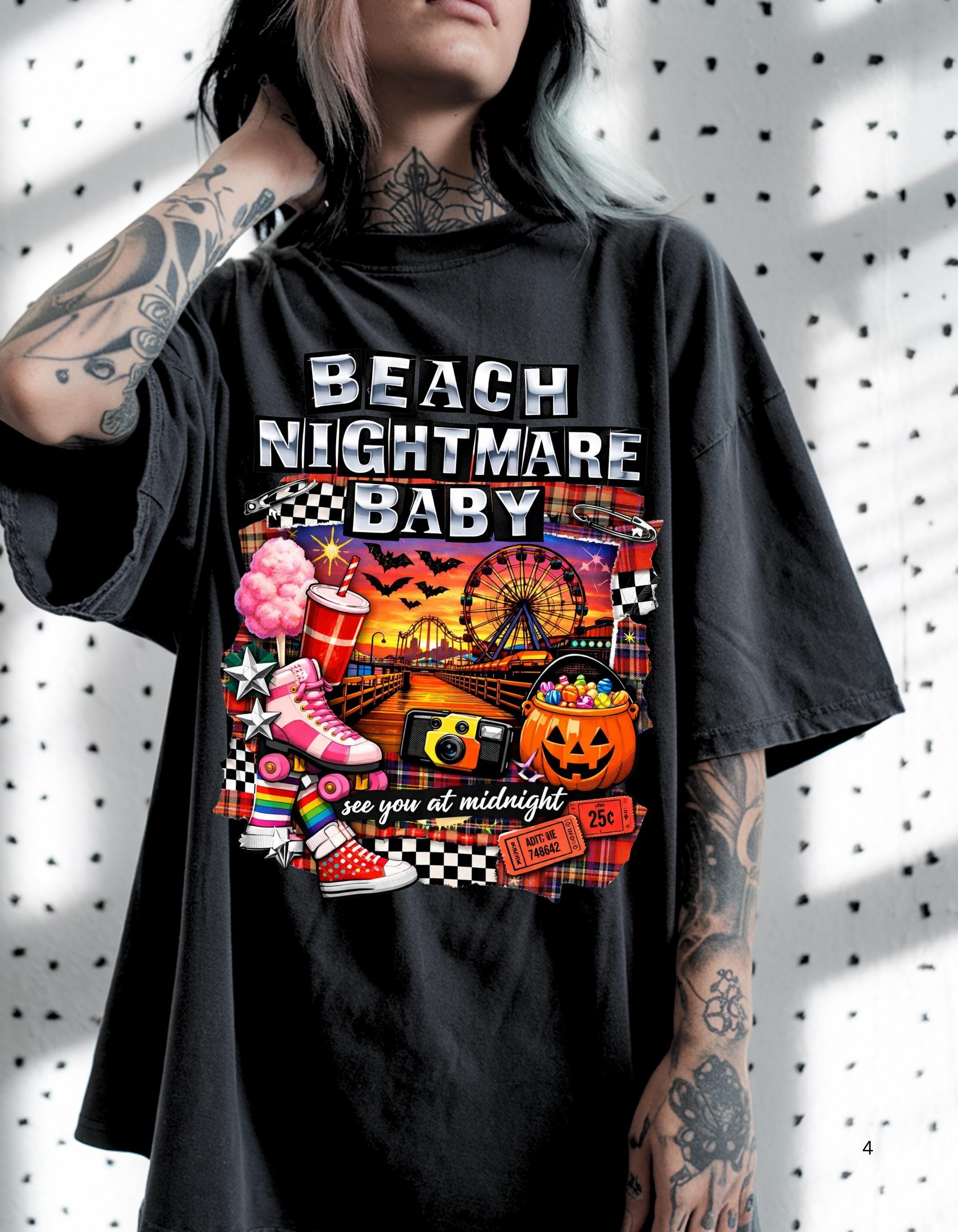 Beach Nightmare Baby T-shirt | Retro Halloween Pumpkin Carnival Graphic Tee