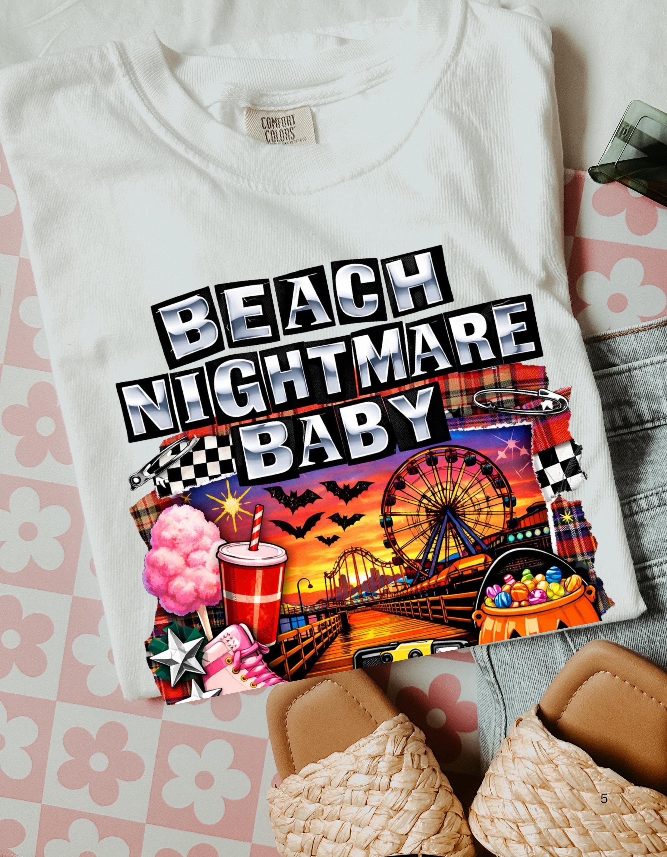 Beach Nightmare Baby T-shirt | Retro Halloween Pumpkin Carnival Graphic Tee