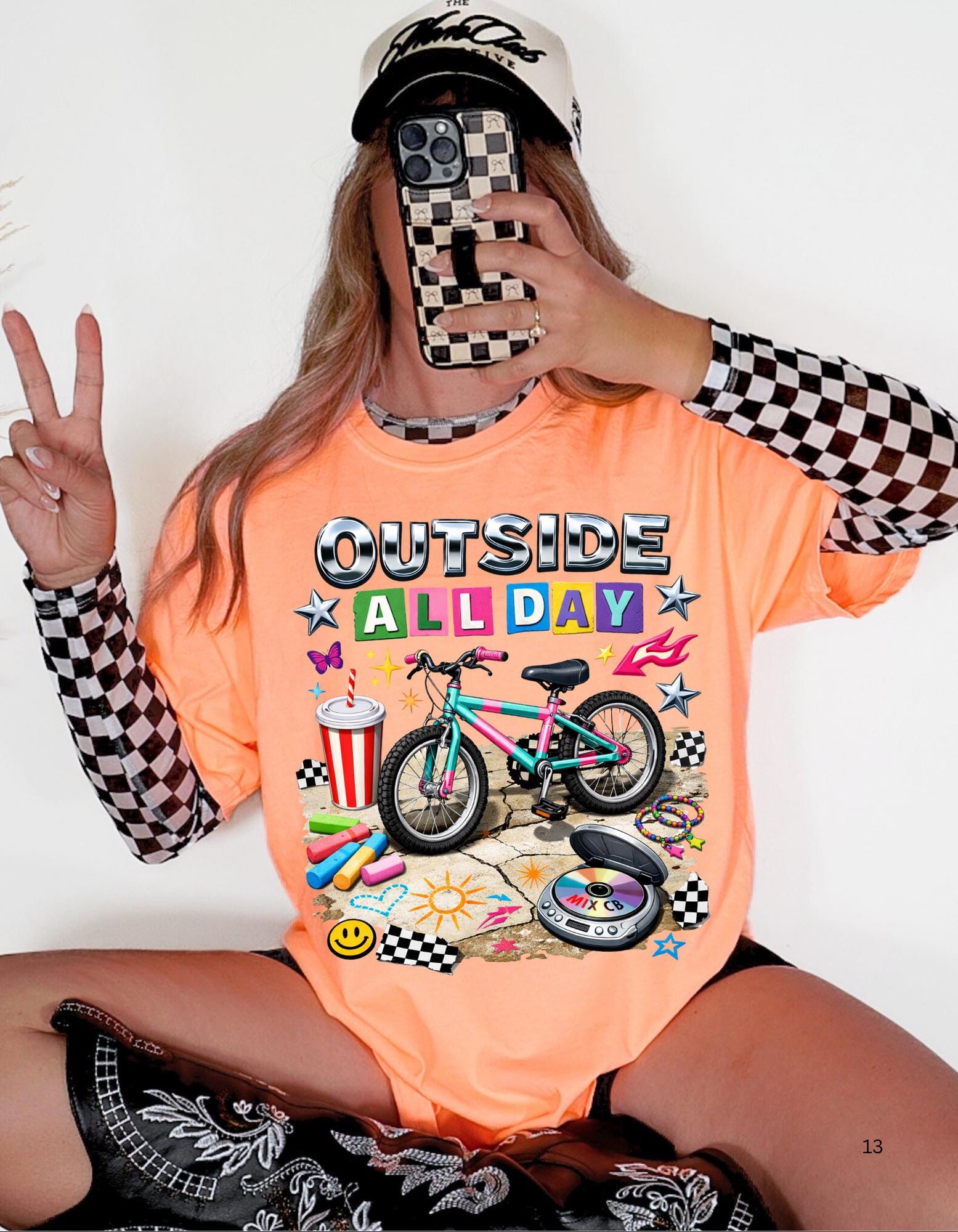 90s Kid Outside All Day T-Shirt | Bike Skateboard Summer Outdoor Children Graphic Tee