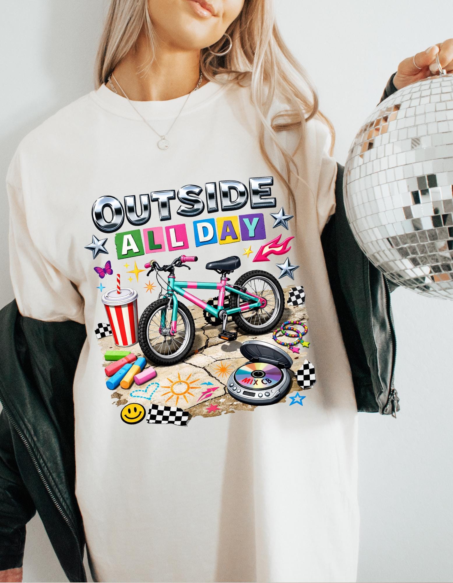 90s Kid Outside All Day T-Shirt | Bike Skateboard Summer Outdoor Children Graphic Tee