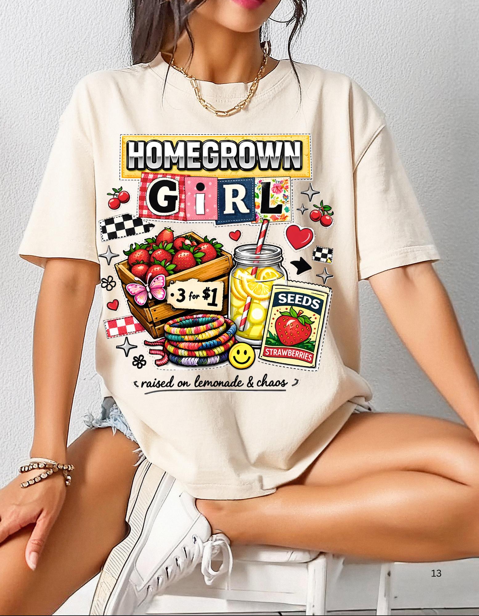 Homegrown Girl Garden Market Graphic Tee | Vintage Dyed Cotton Shirt