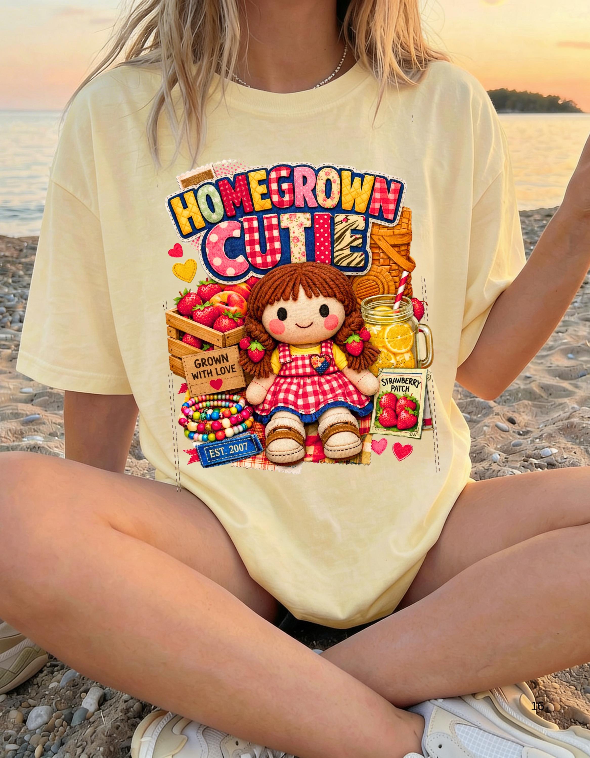 Homegrown Cutie T-Shirt: Vintage Farm Produce Graphic Tee, Garden Lover Apparel