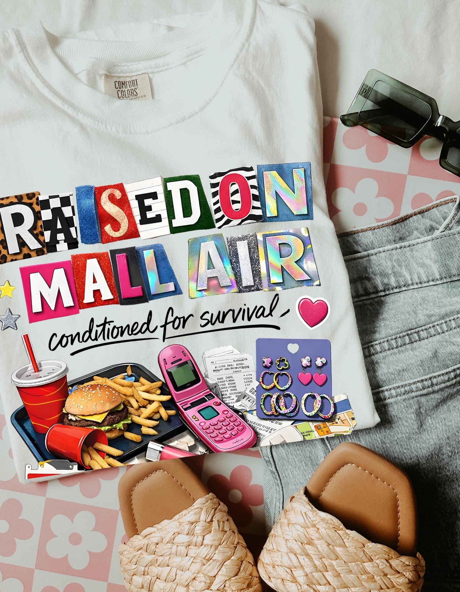 Retro Mallcore T-Shirt | 90s Nostalgia, Flip Phone Design