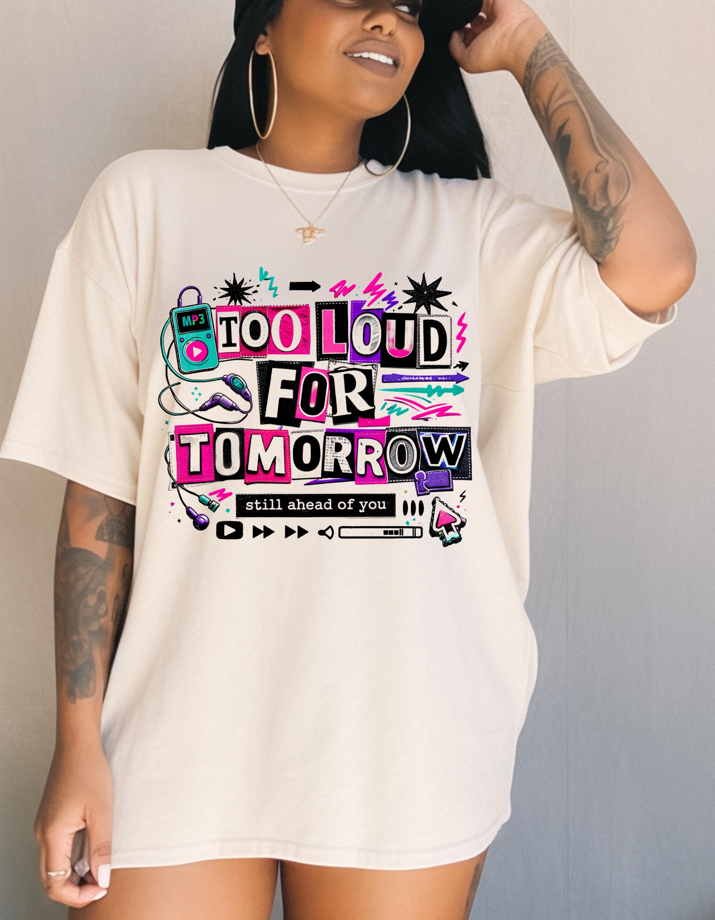 Too Loud For Tomorrow graphic T-Shirt | Retro cassette, neon doodles
