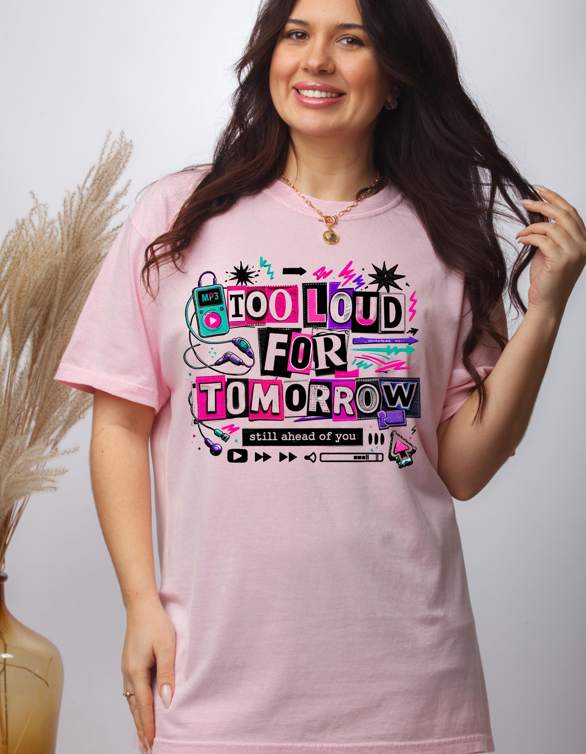 Too Loud For Tomorrow graphic T-Shirt | Retro cassette, neon doodles