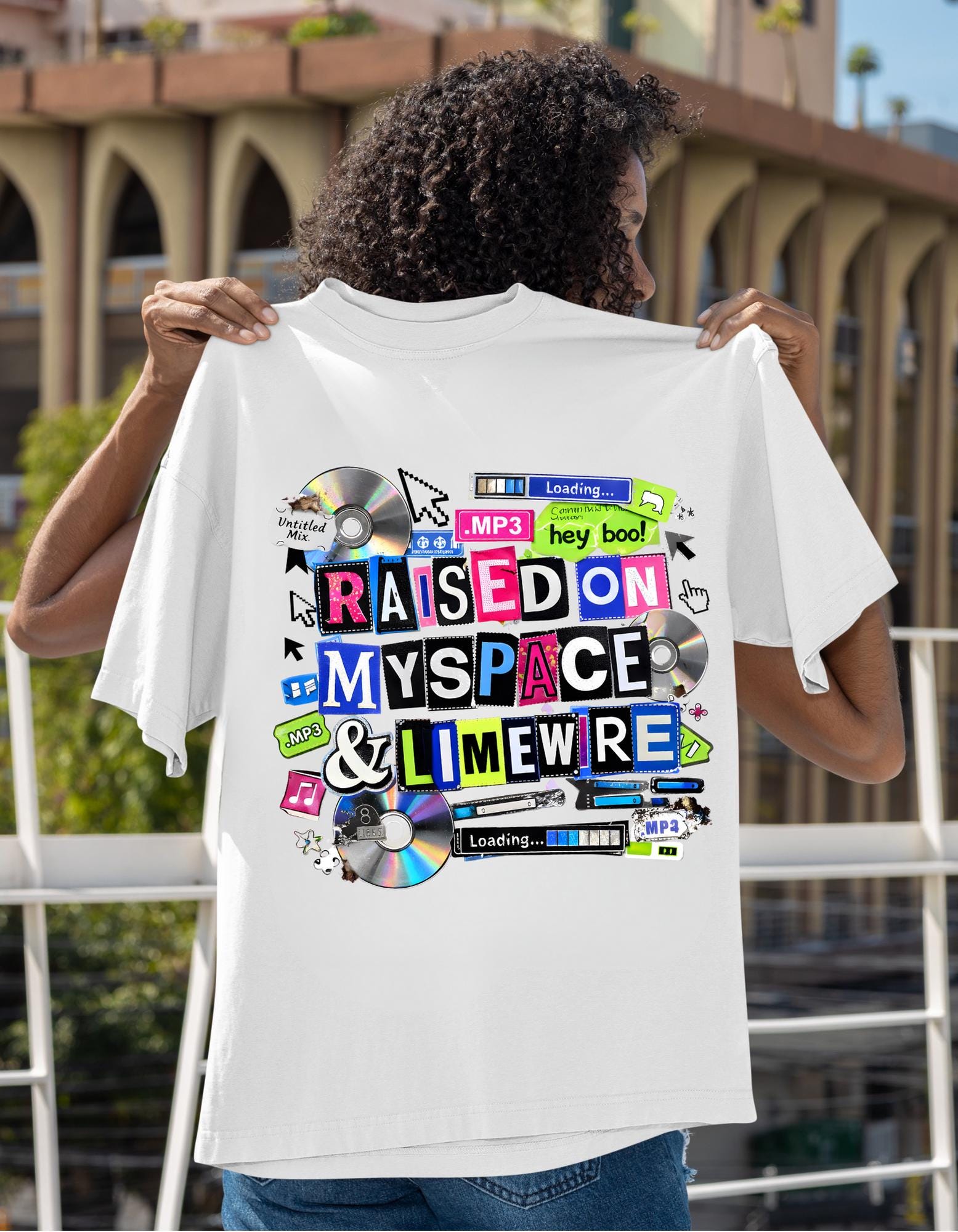 Raised on MySpace & LimeWire T-shirt | 2000s Nostalgia, CDs, Retro Internet