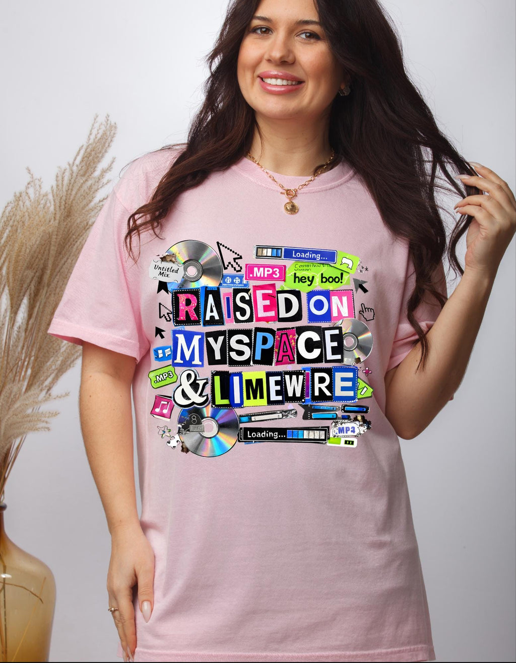 Raised on MySpace & LimeWire T-shirt | 2000s Nostalgia, CDs, Retro Internet