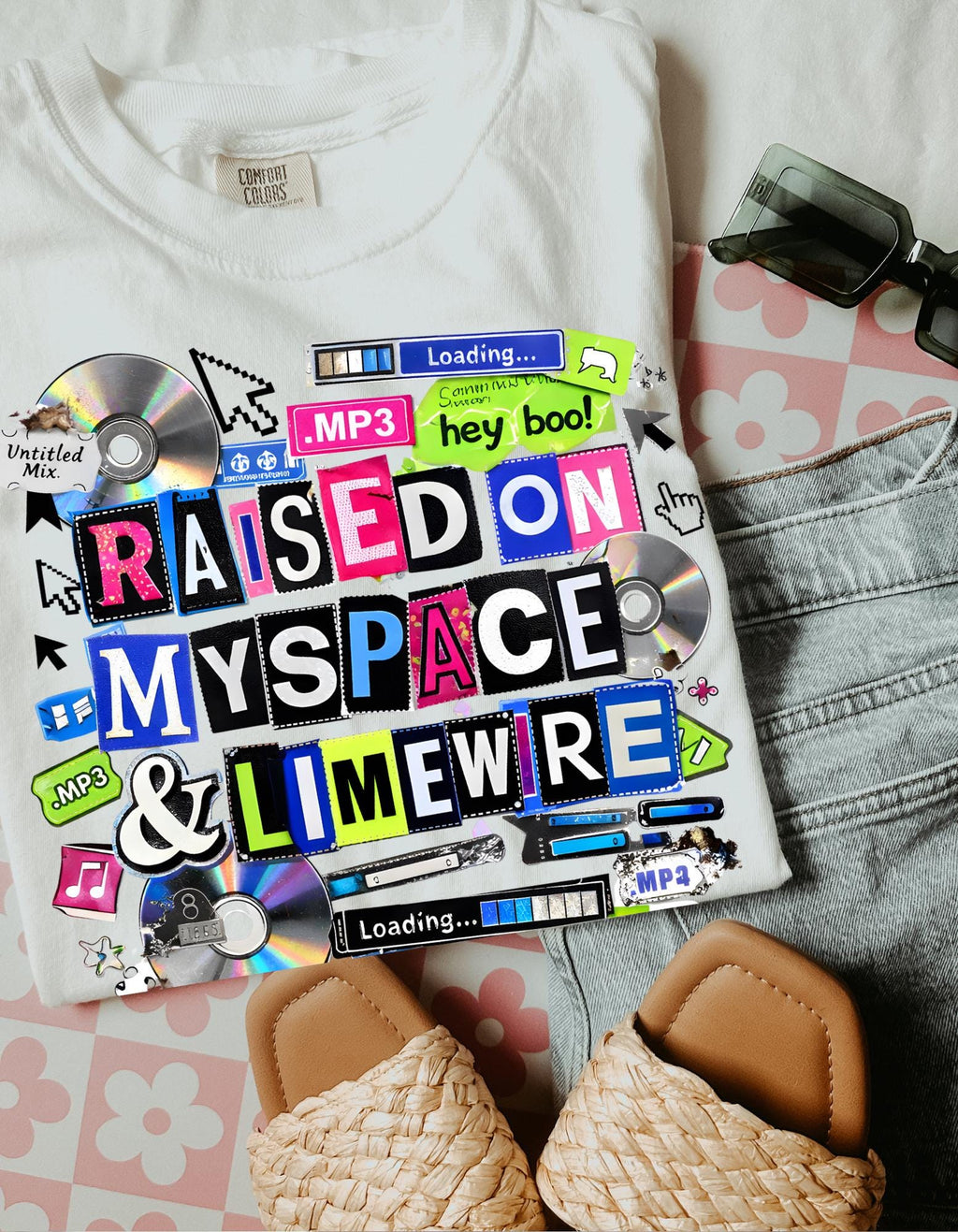 Raised on MySpace & LimeWire T-shirt | 2000s Nostalgia, CDs, Retro Internet