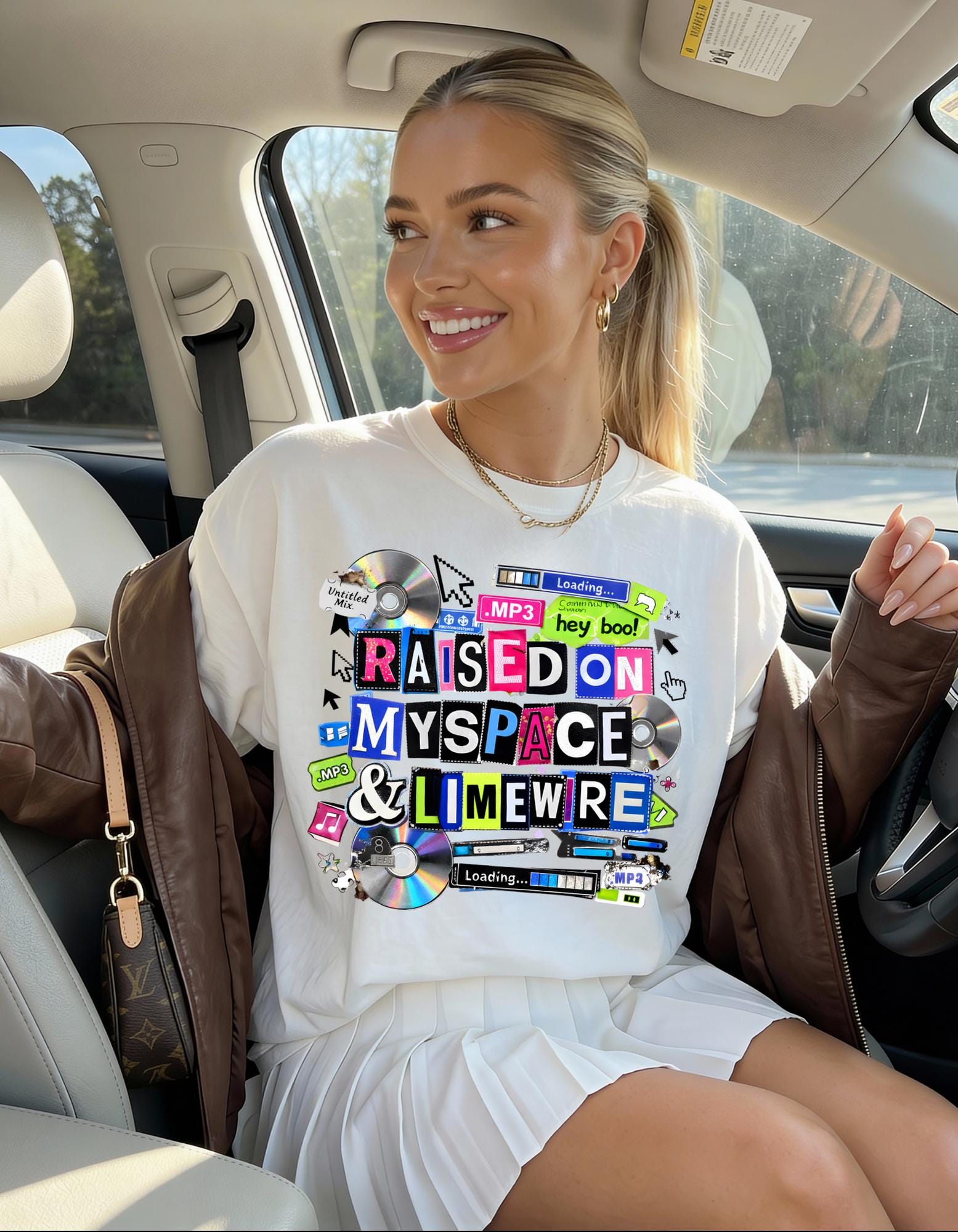 Raised on MySpace & LimeWire T-shirt | 2000s Nostalgia, CDs, Retro Internet