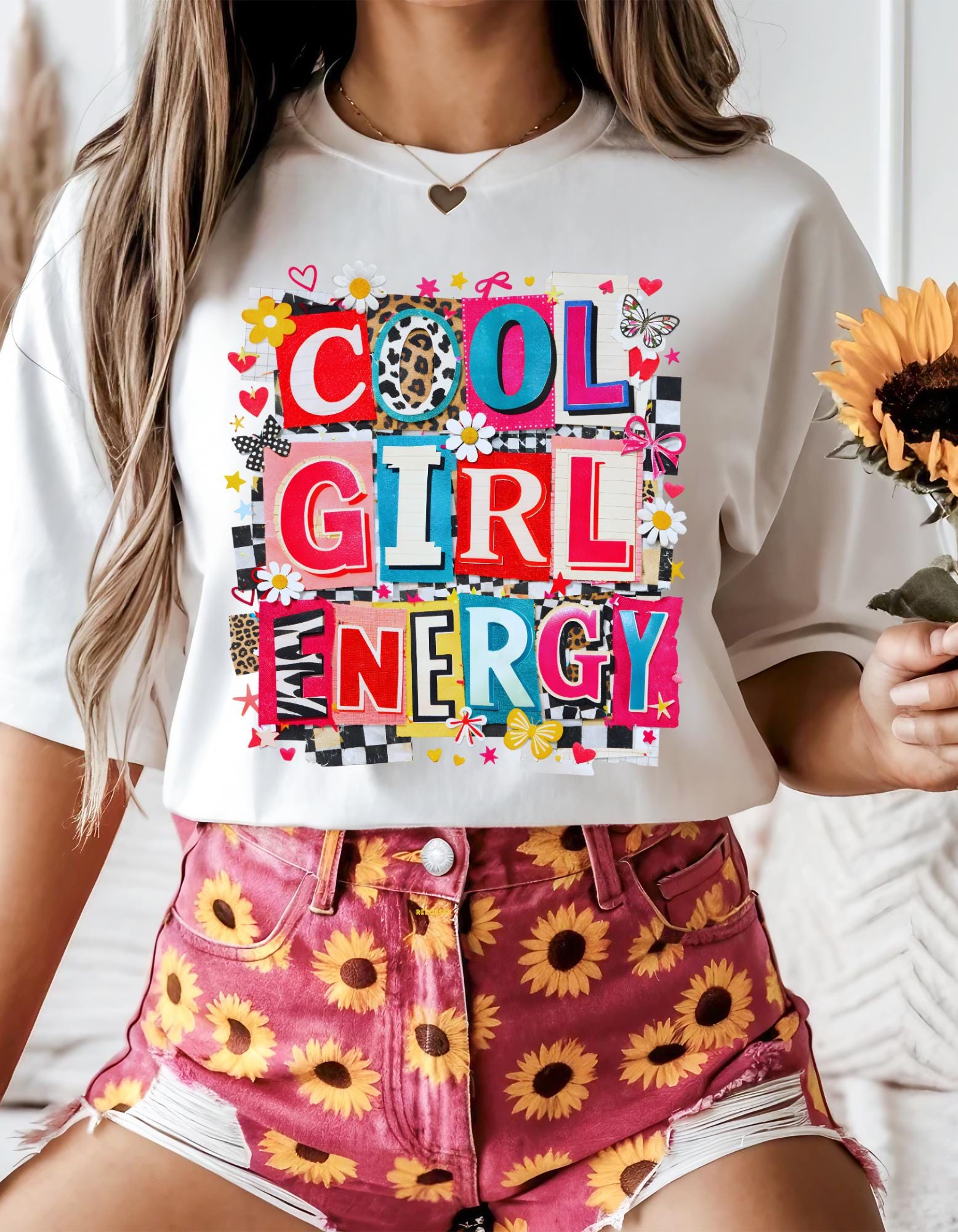 Girl Energy T-Shirt | Retro Patchwork Graphic Tee