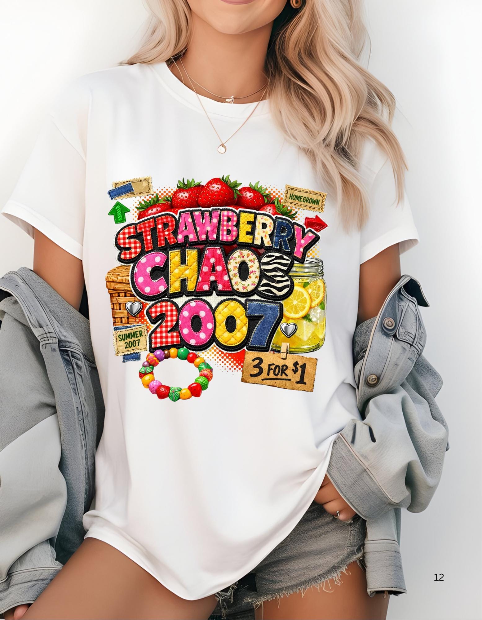 Strawberry Chaos 2007 T-Shirt | Retro Candy Market Graphic Vintage Tee Summer Festival Fashion