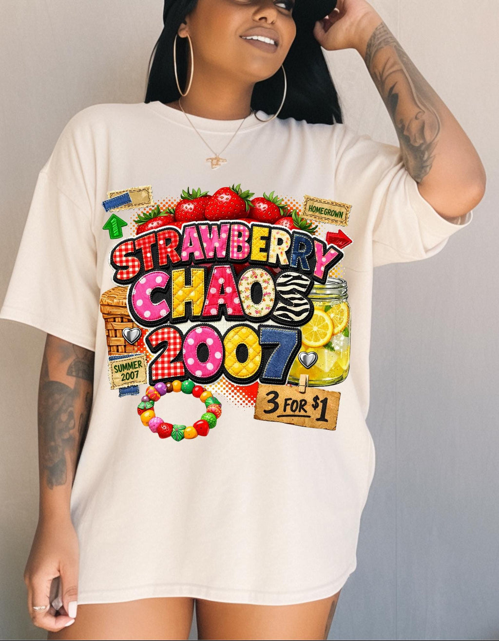 Strawberry Chaos 2007 T-Shirt | Retro Candy Market Graphic Vintage Tee Summer Festival Fashion
