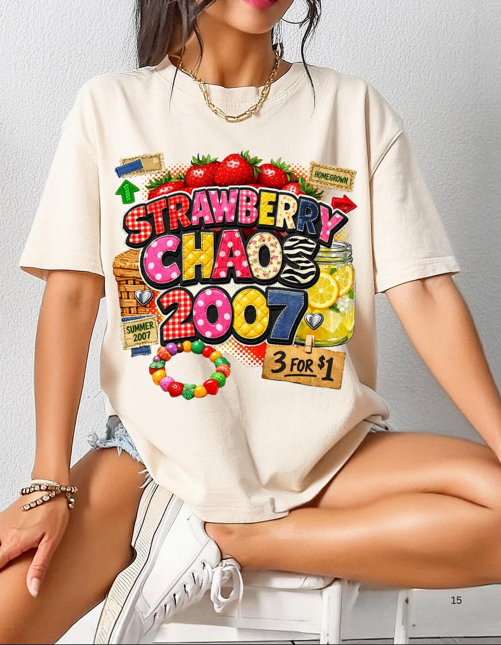 Strawberry Chaos 2007 T-Shirt | Retro Candy Market Graphic Vintage Tee Summer Festival Fashion